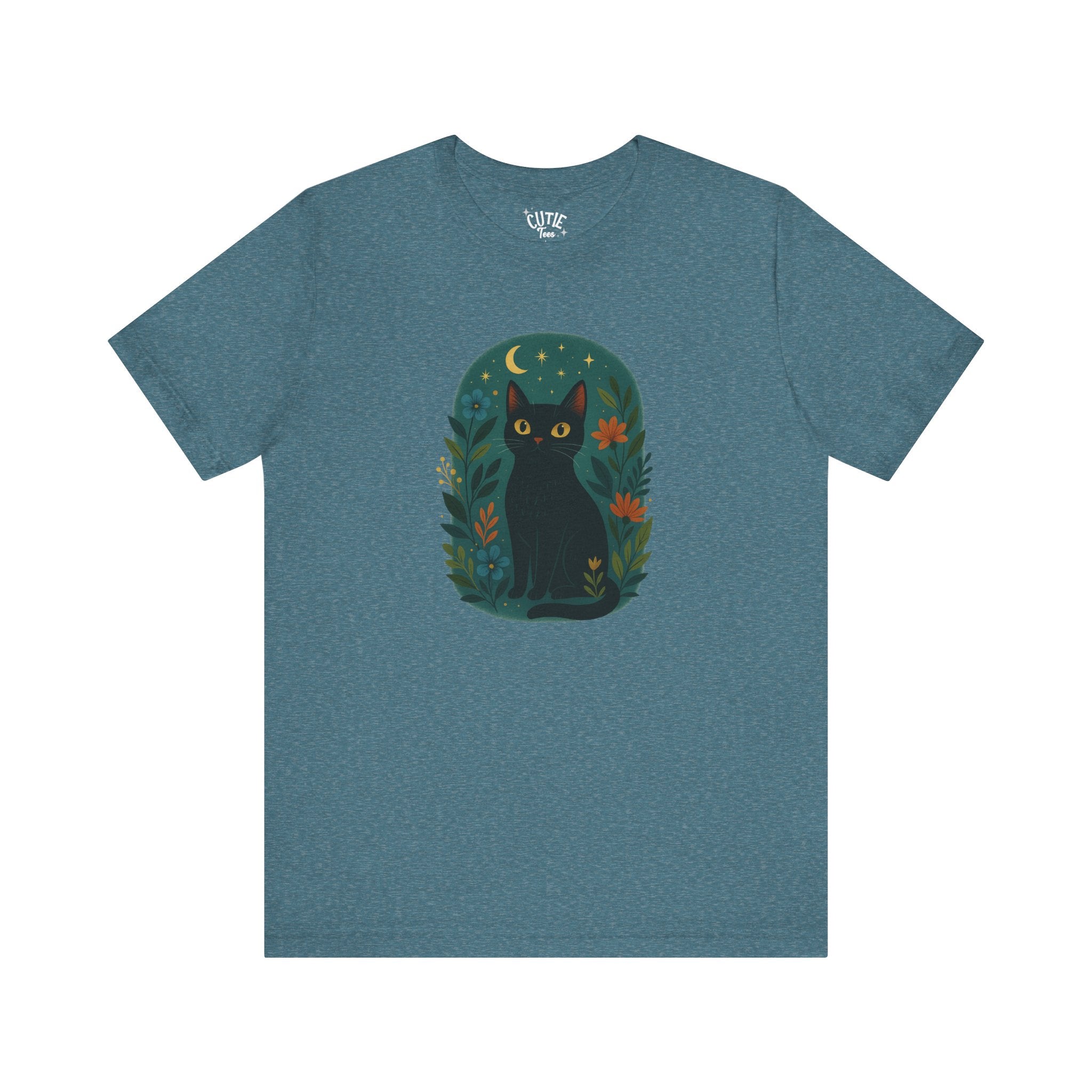 Black Cat Tee, Cute Cat Shirt for Cat Lovers, Cozy Gift for Pet Lovers, Halloween Outfit, Casual Everyday Wear, Mystical Tee