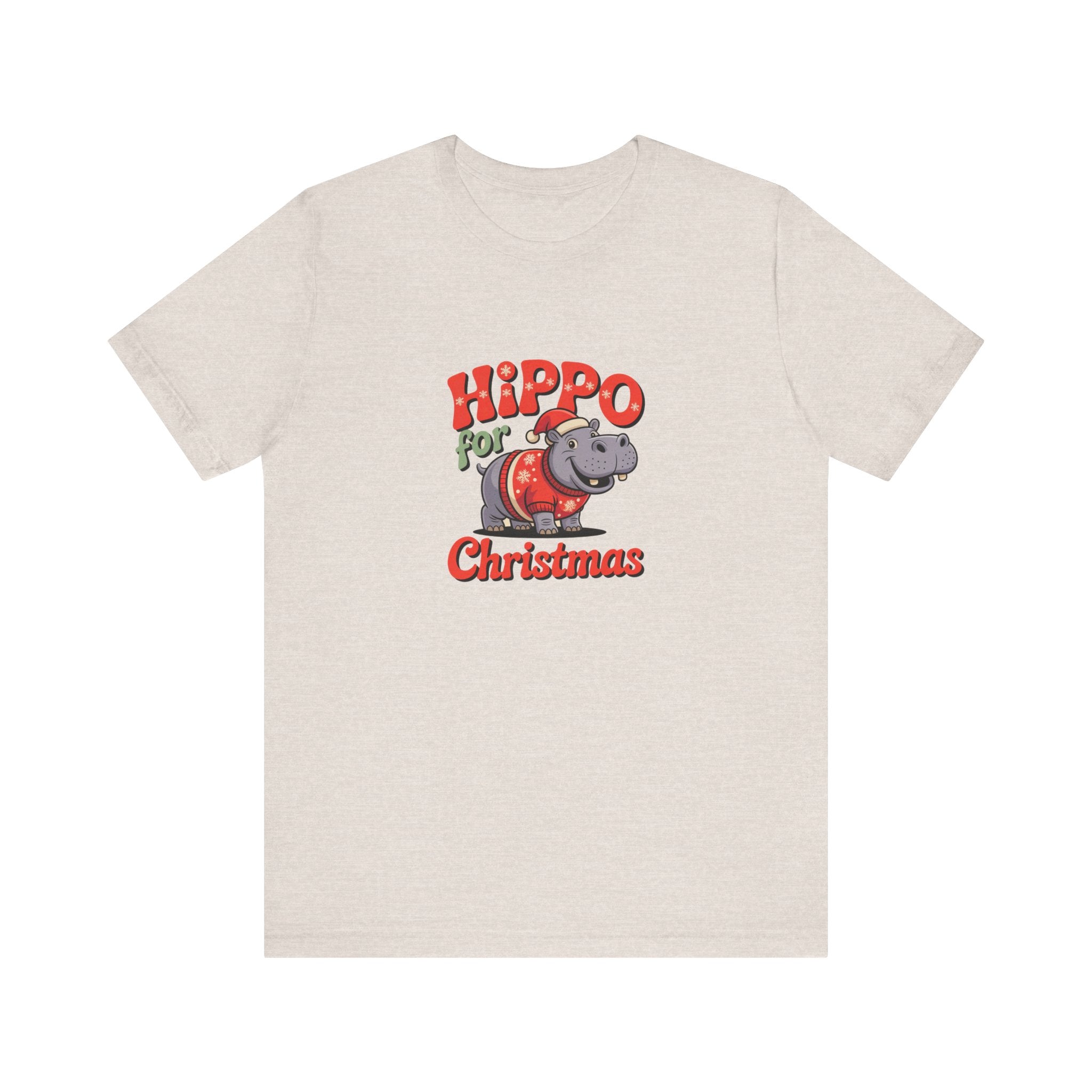 Hippo Christmas Tee, Funny Holiday T-Shirt, Cute Family Christmas Gift, Unisex Short Sleeve Shirt, Hippo for Christmas Design