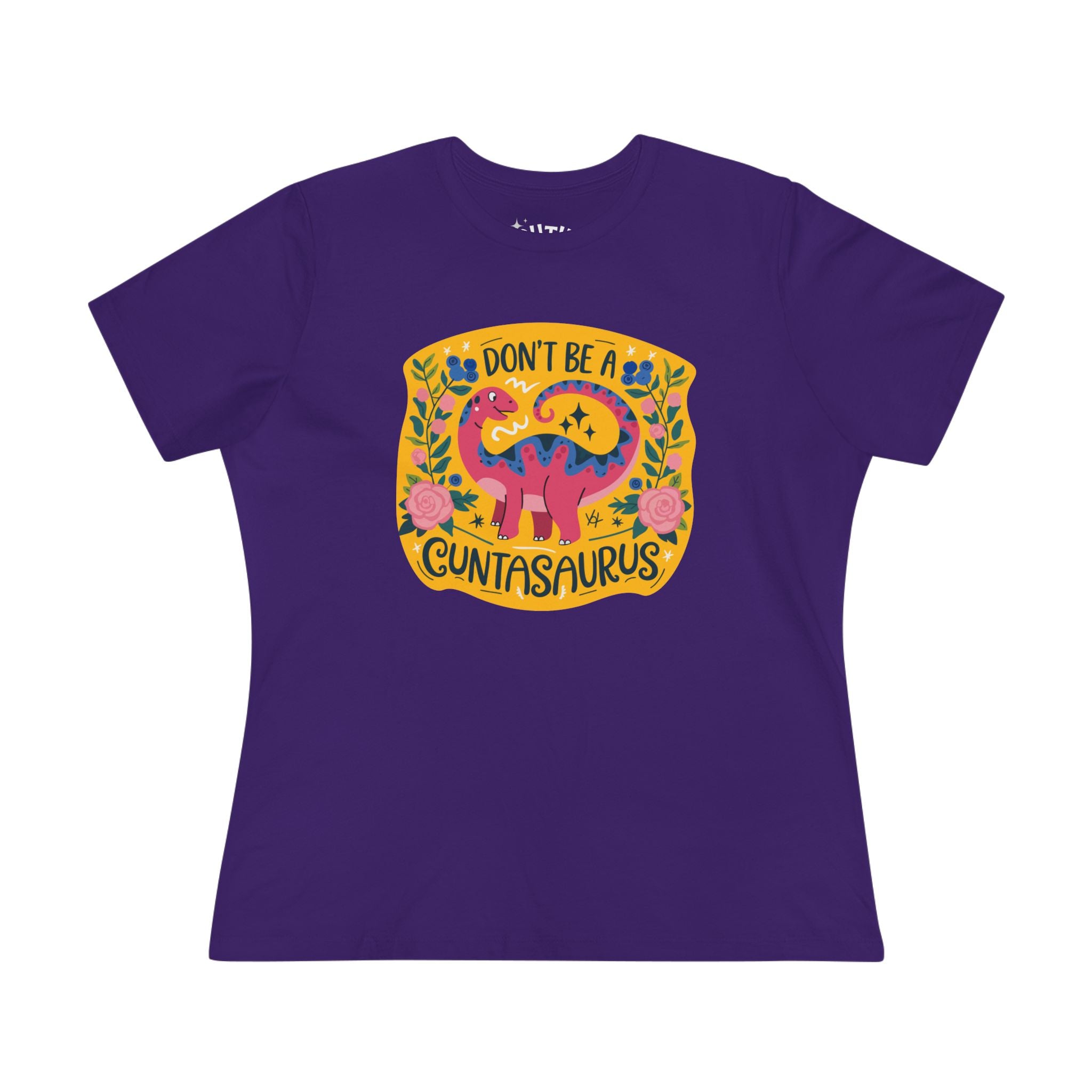 Dinosaur Dark Humor Women's Graphic Tee, Funny Cotton T-Shirt