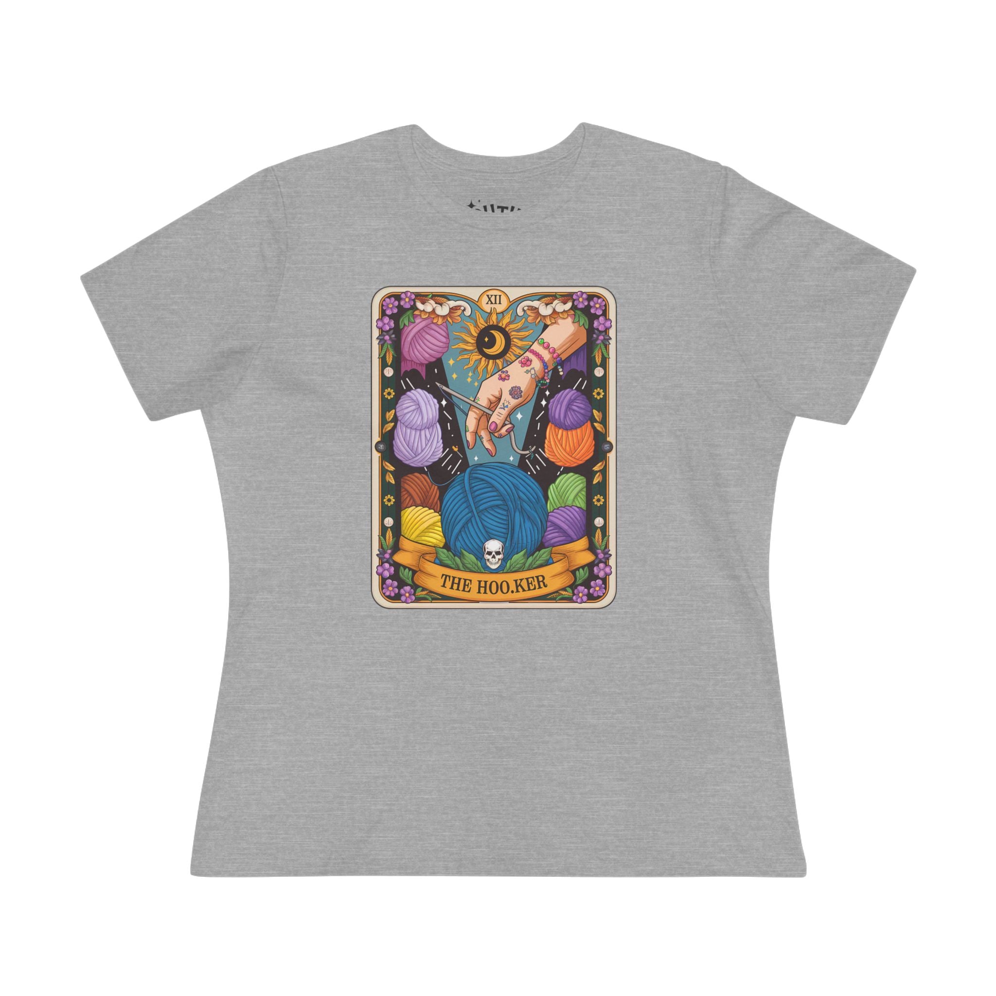 Crochet Hooker Women's Graphic Tee with Tarot Design - The Hooker, Perfect for Tarot Lovers, Spiritual Gifts, Birthday Apparel, Casual Wear, Witchy Style