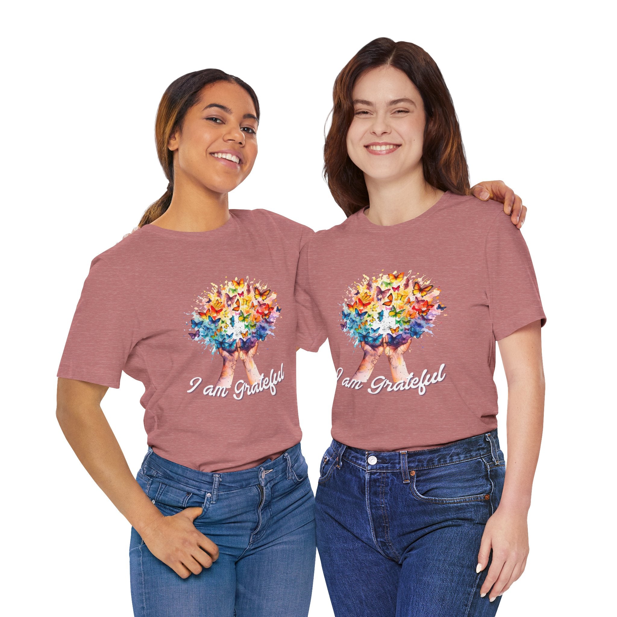 Grateful Butterfly Tee | Unisex Short Sleeve Shirt for Nature Lovers, Inspirational Gift, Comfortable Casual Wear, Eco-Friendly Fashion
