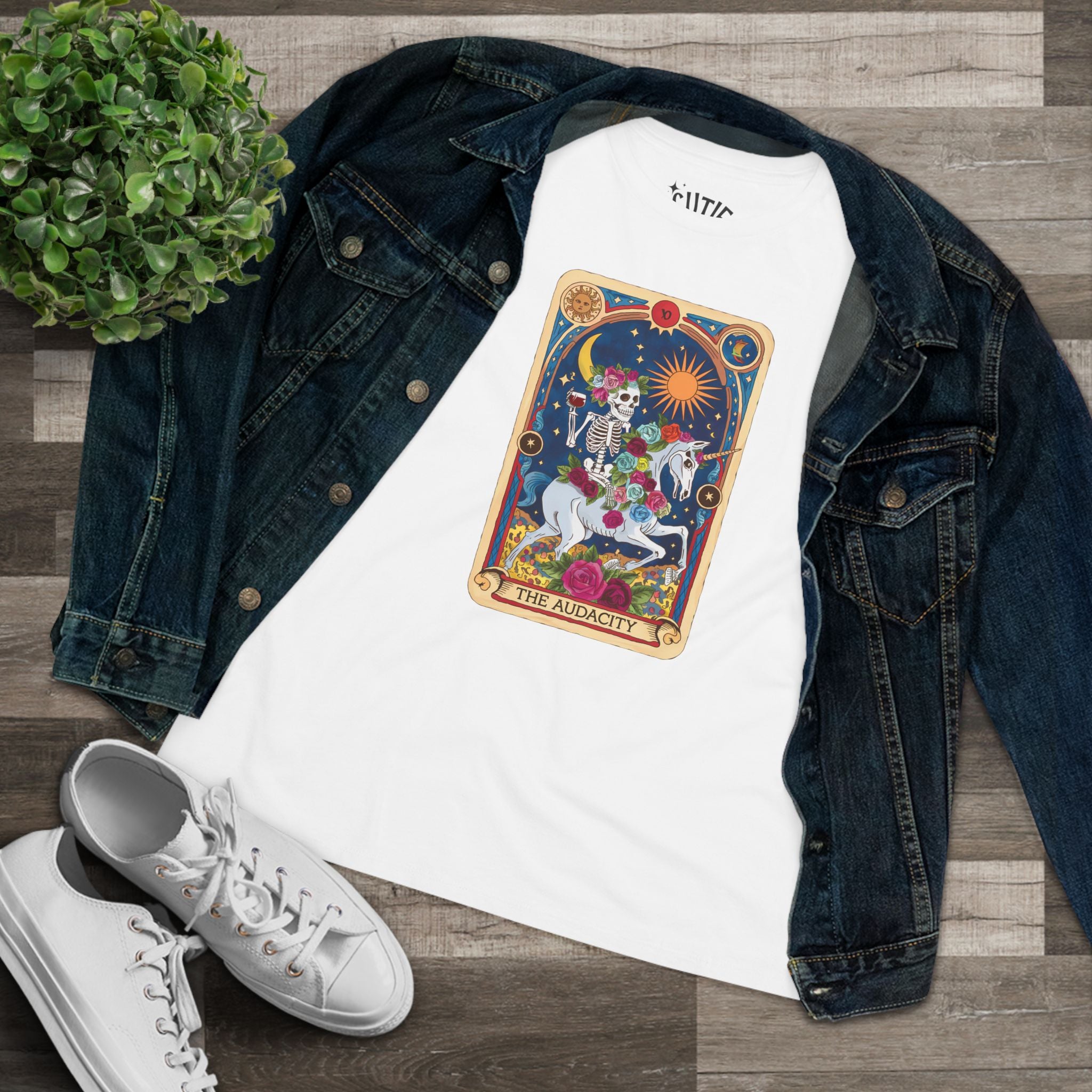Audacity Women's Tarot Cotton Tee with 'The Alchemist' Design, Tarot Tee, Gift for Spiritual Seekers, Bohemian Style, Festival Top