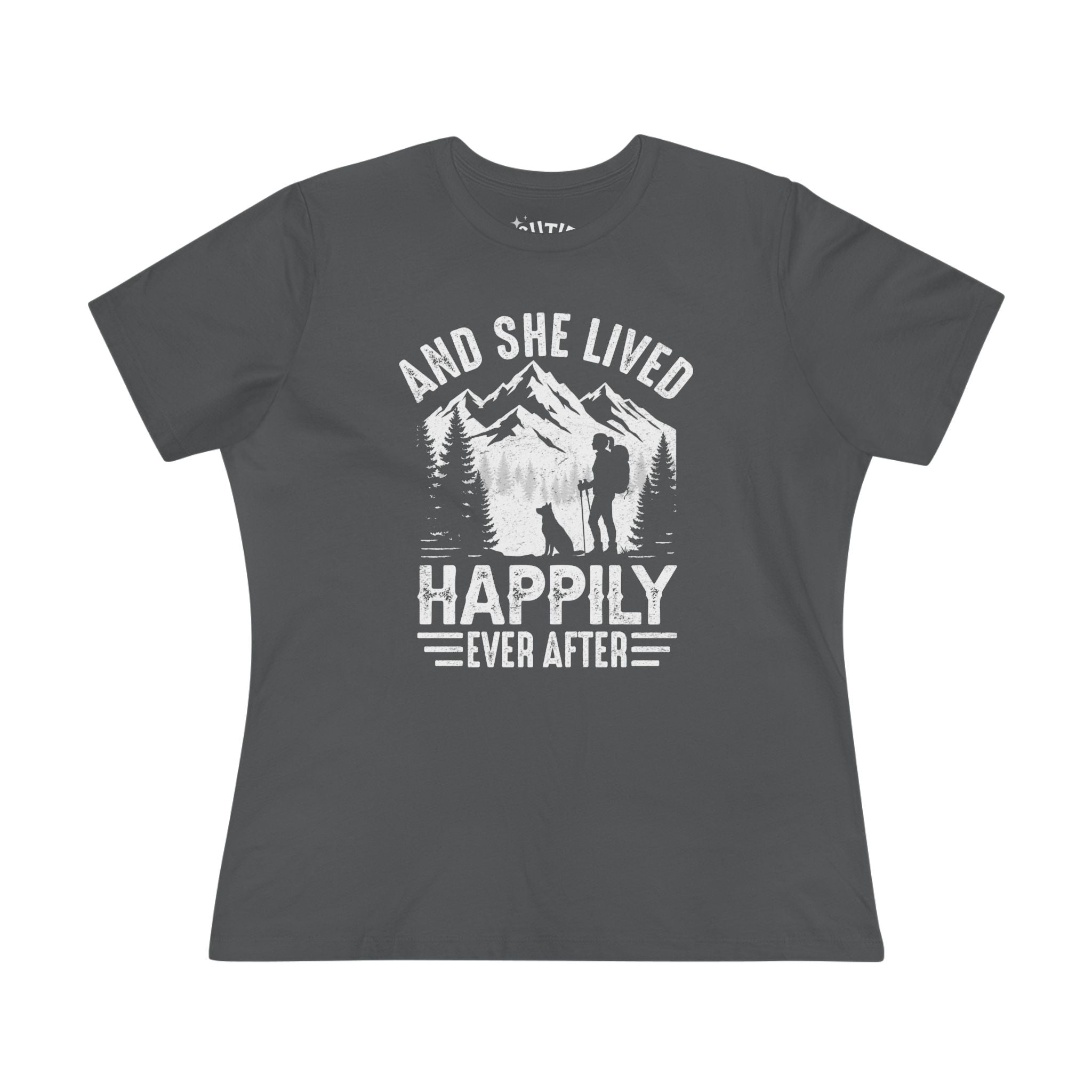 Adventure-Inspired Women's Cotton Tee - Perfect Gift for Hikers, Campers, and Outdoor Lovers, 'And She Lived Happily Ever After', [...]