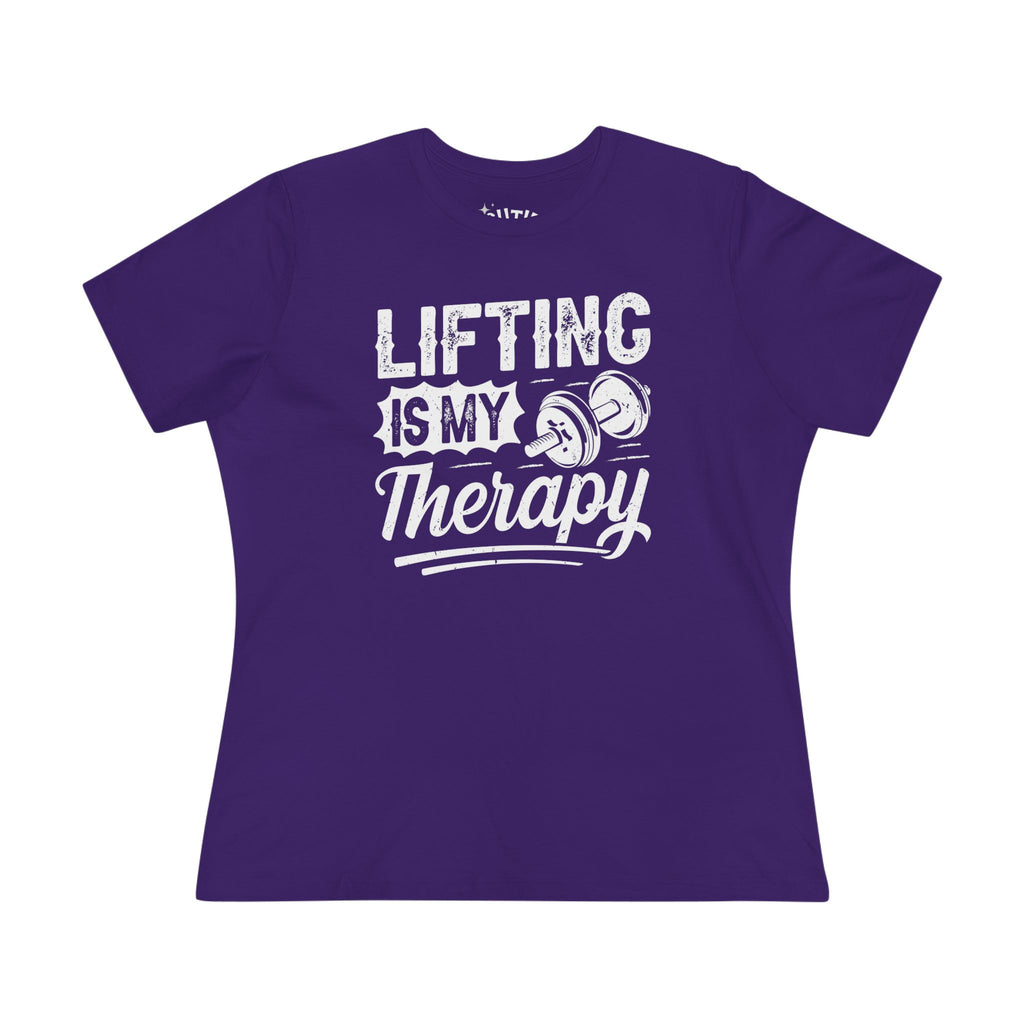 Lifting is My Therapy Women's Tee, Workout Shirt, Gym Tee, Gift for Athletes, Motivational Tee