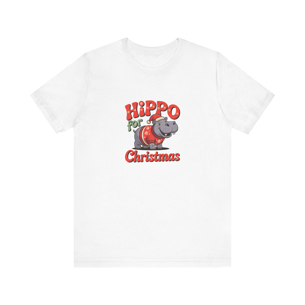 Hippo Christmas Tee, Funny Holiday T-Shirt, Cute Family Christmas Gift, Unisex Short Sleeve Shirt, Hippo for Christmas Design