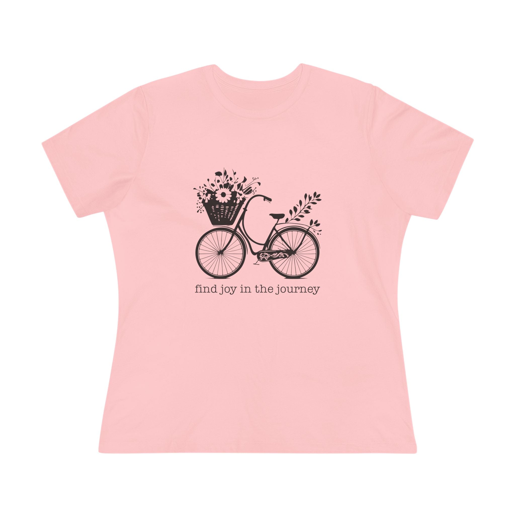 Bicycle and Flowers Joyful Journey Cotton Tee, "Find Joy in the Journey" Casual Tee, Graphic T-Shirt, Gift for Adventurers, Nature Lover Shirt, Inspirational Apparel
