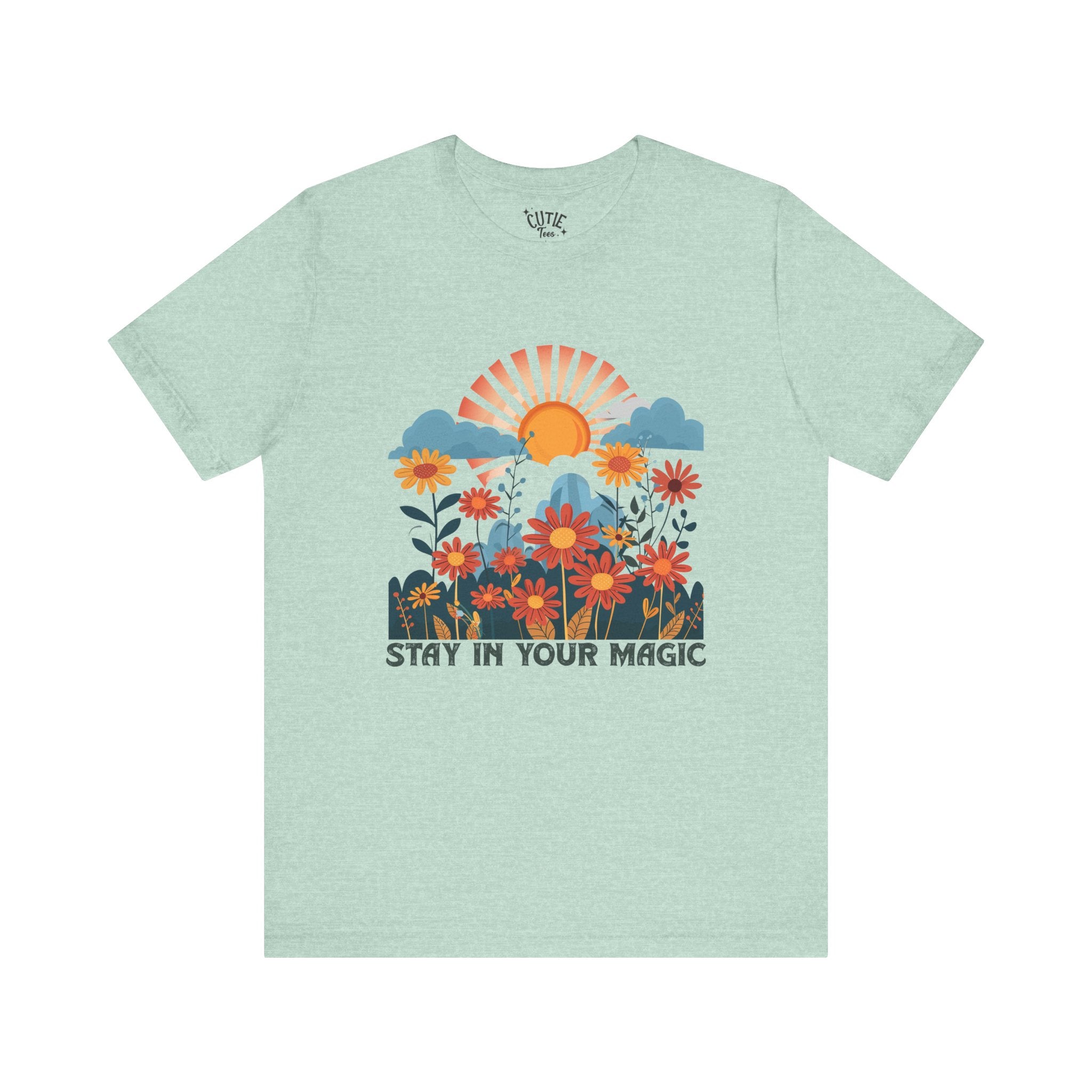 Stay in Your Magic Boho Floral Cotton Tee, Women’s Inspirational Tee, Boho Vibe T-Shirt, Gift for Nature Lovers