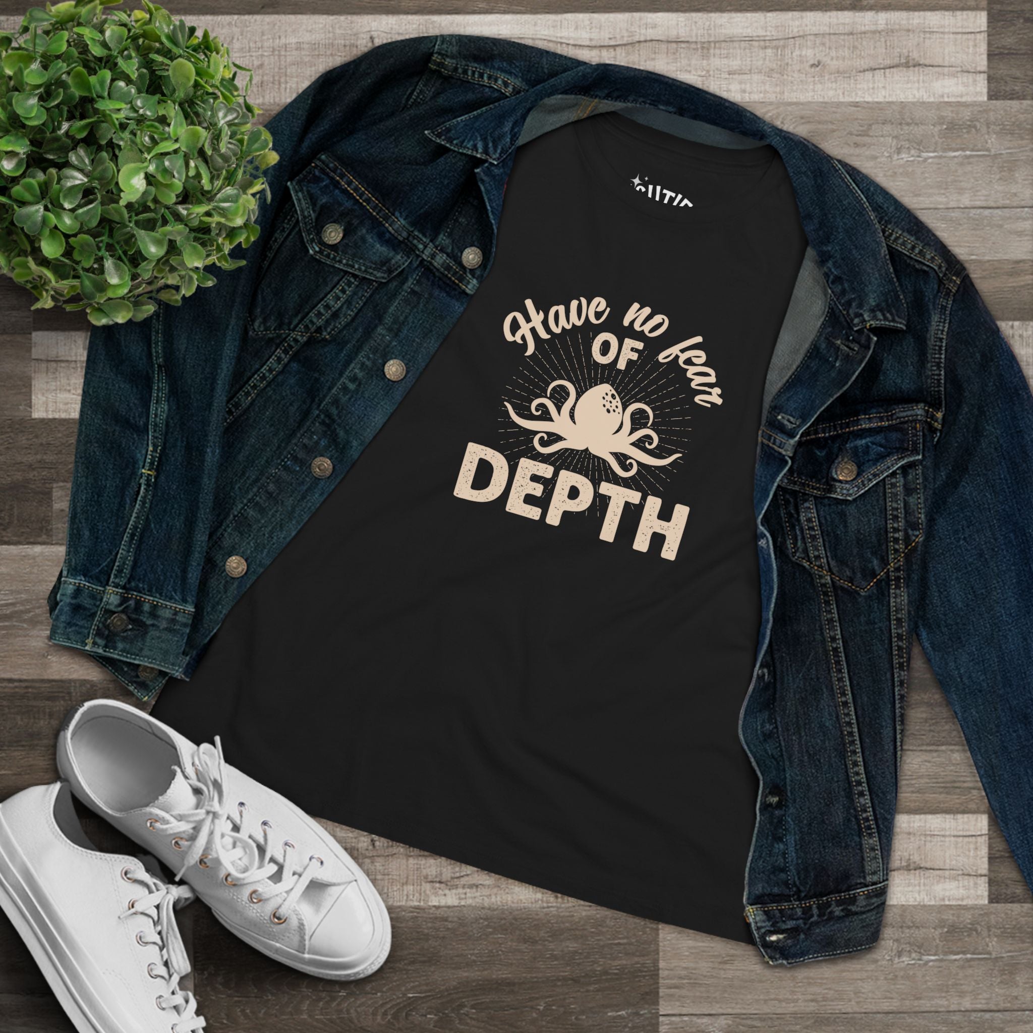 Octopus Women's Cotton Tee, Motivational Graphic T-Shirt for Brave, Strong Women