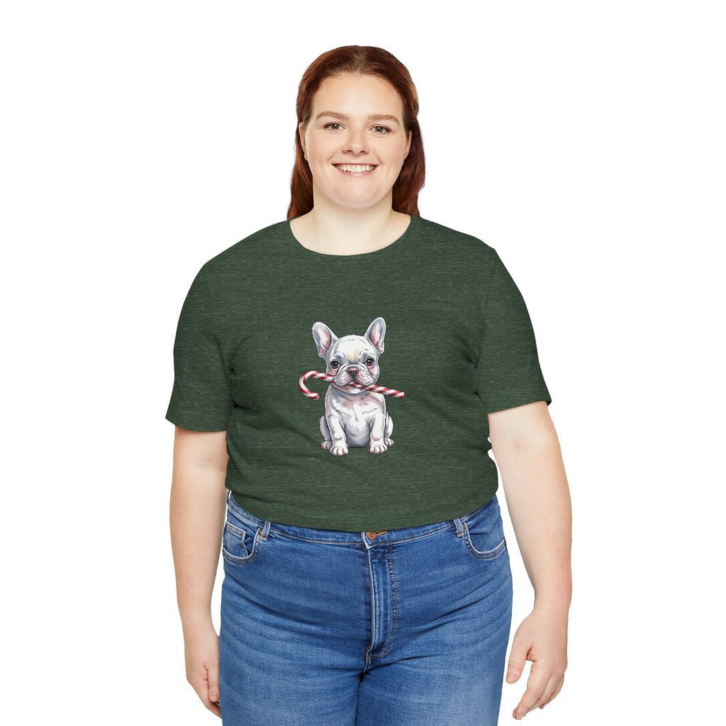 Frenchie Christmas Graphic Tee, Holiday T-Shirt, Cute Pet Lover Gift, Unisex Christmas Shirt, Dog Lover Apparel