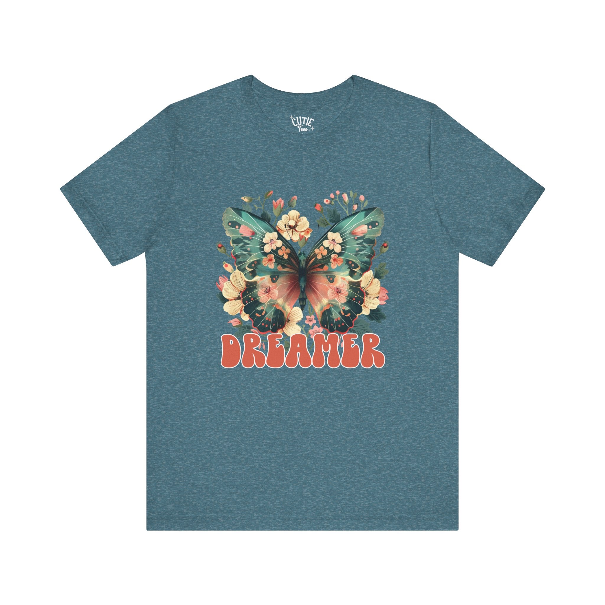 Dreamer Butterfly Unisex Tee, Bohemian Style Shirt, Floral Graphic T-Shirt, Gift for Nature Lovers, Spring Fashion Must-Have