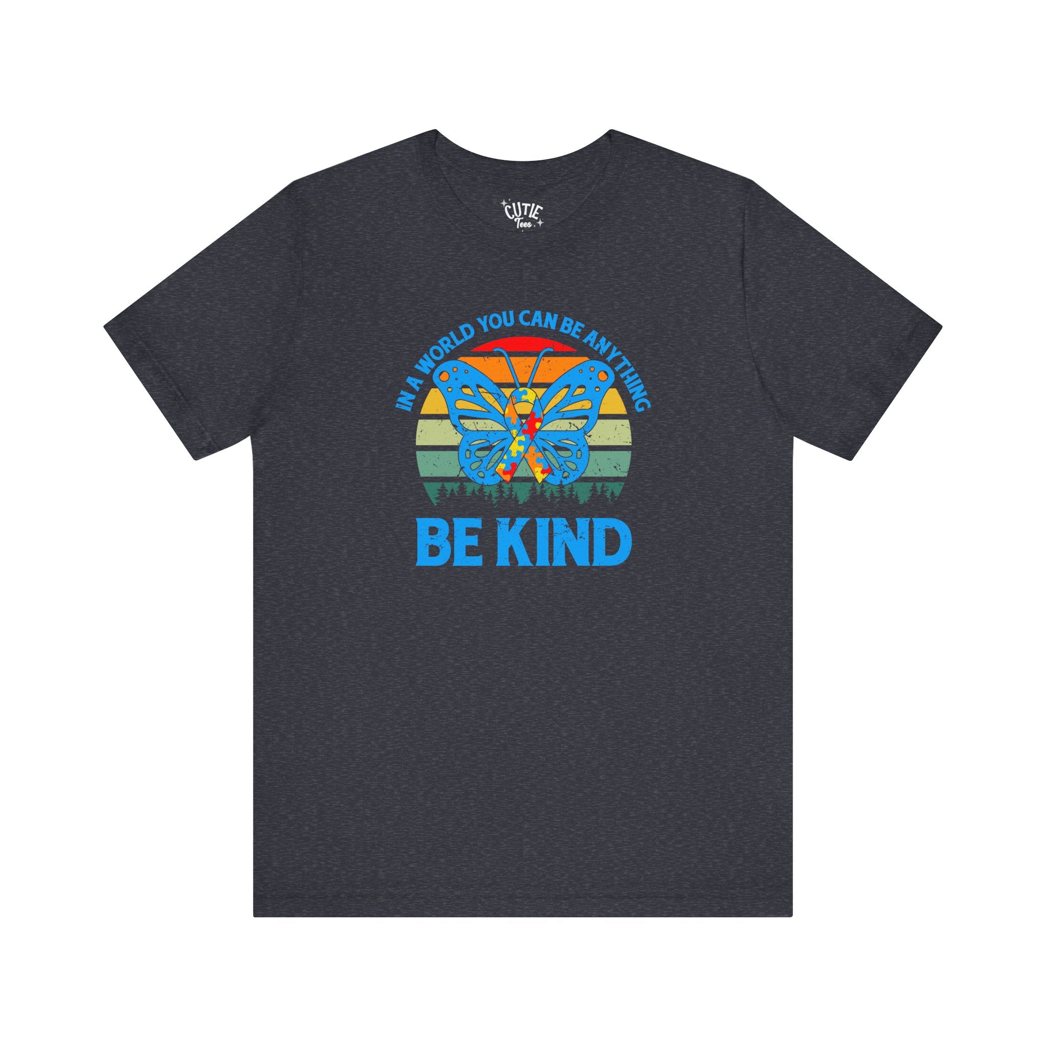 Be Kind Butterfly Unisex Jersey Tee, Autism Awareness, Inspirational T-Shirt, Gift for Nature Lovers, Motivational Apparel, Casual Wear, Eco-Friendly Fashion