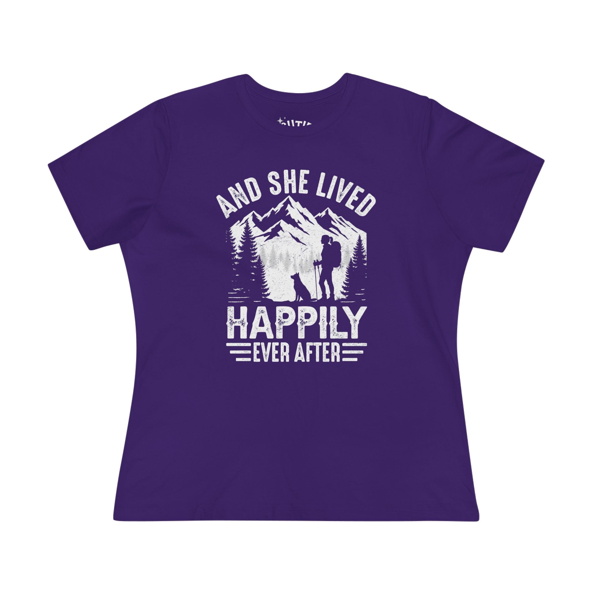 Adventure-Inspired Women's Cotton Tee - Perfect Gift for Hikers, Campers, and Outdoor Lovers, 'And She Lived Happily Ever After', [...]