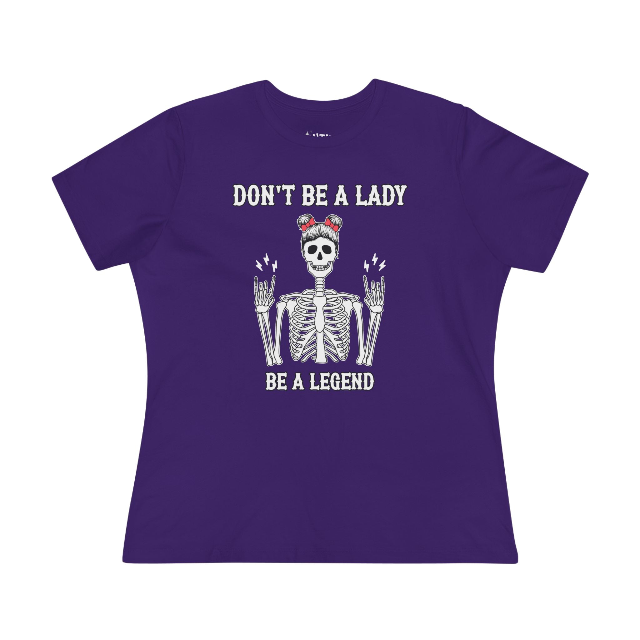 Don't Be a Lady Be a Legend Rock n Roll Women's Skeleton Graphic Tee - Rebel Style, Halloween T-Shirt, Unique Gift for Her, Vintage Inspired, Bold Fashion Statement
