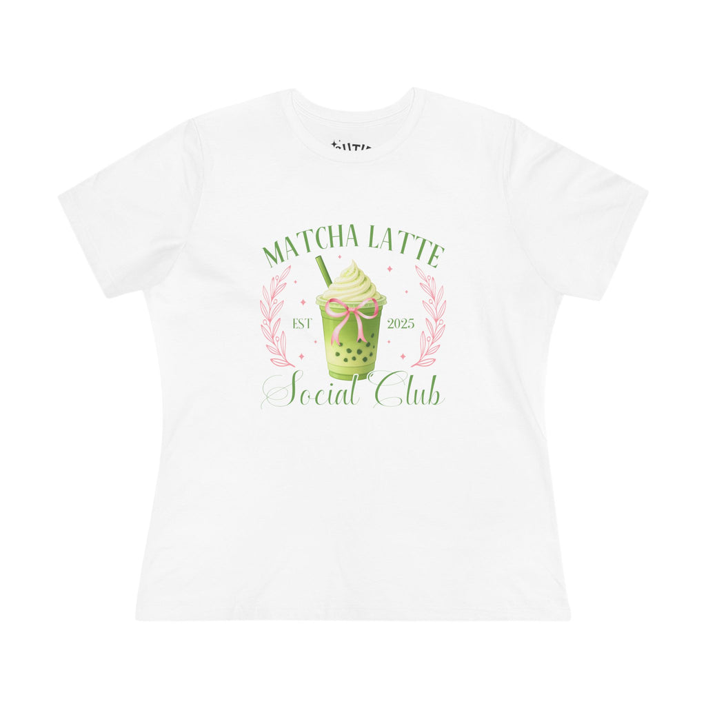 Matcha Latte Social Club Tee | Women's Cotton T-Shirt for Coffee Lovers, Summer Outfits, Casual Wear, Gift for Tea Lovers, Cute Graphic Tee