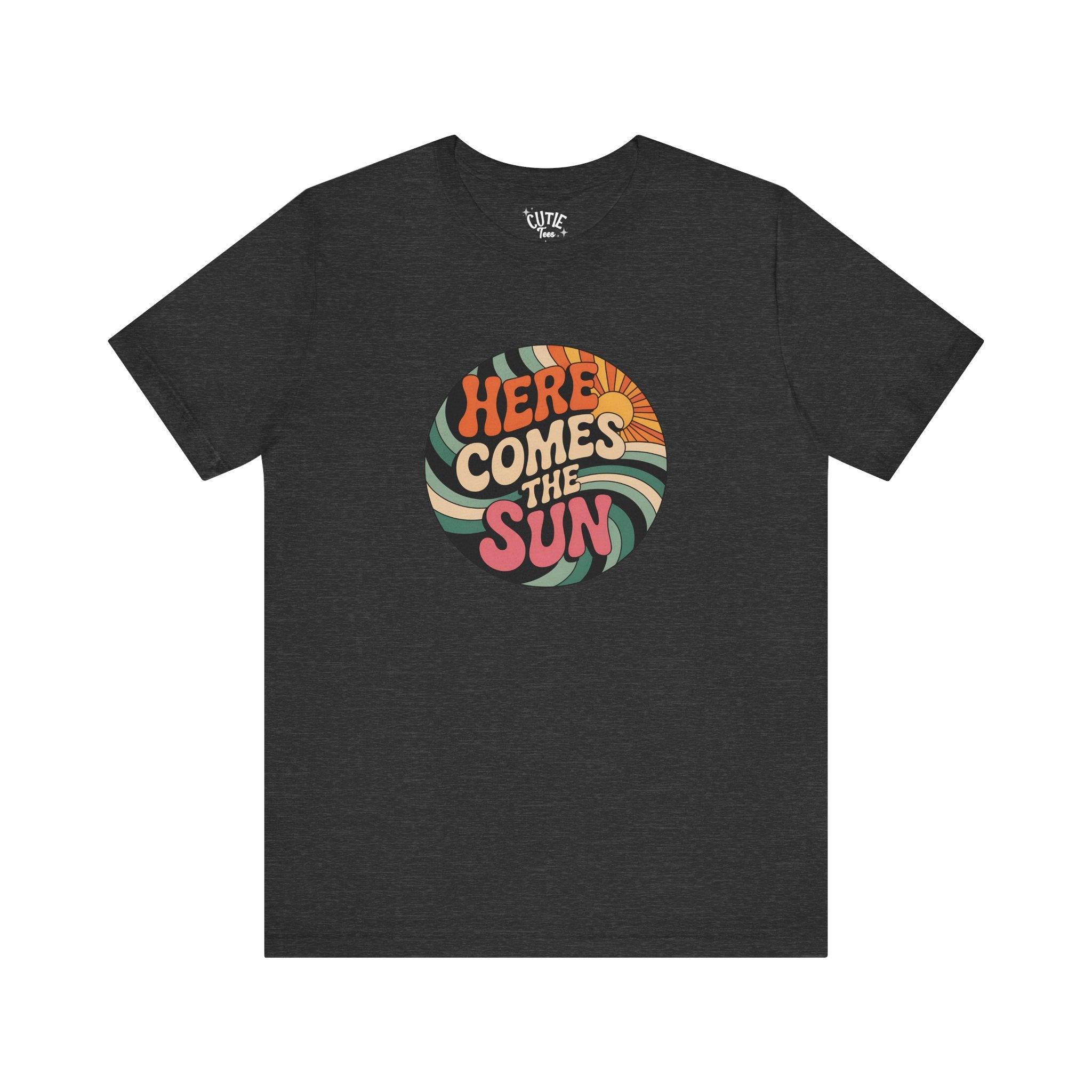 Sun Retro Graphic T-Shirt, Unisex Jersey Tee, Summer Vibes, Gift for Music Lovers, Here Comes the Sun Tee, Festival Wear, Casual Style