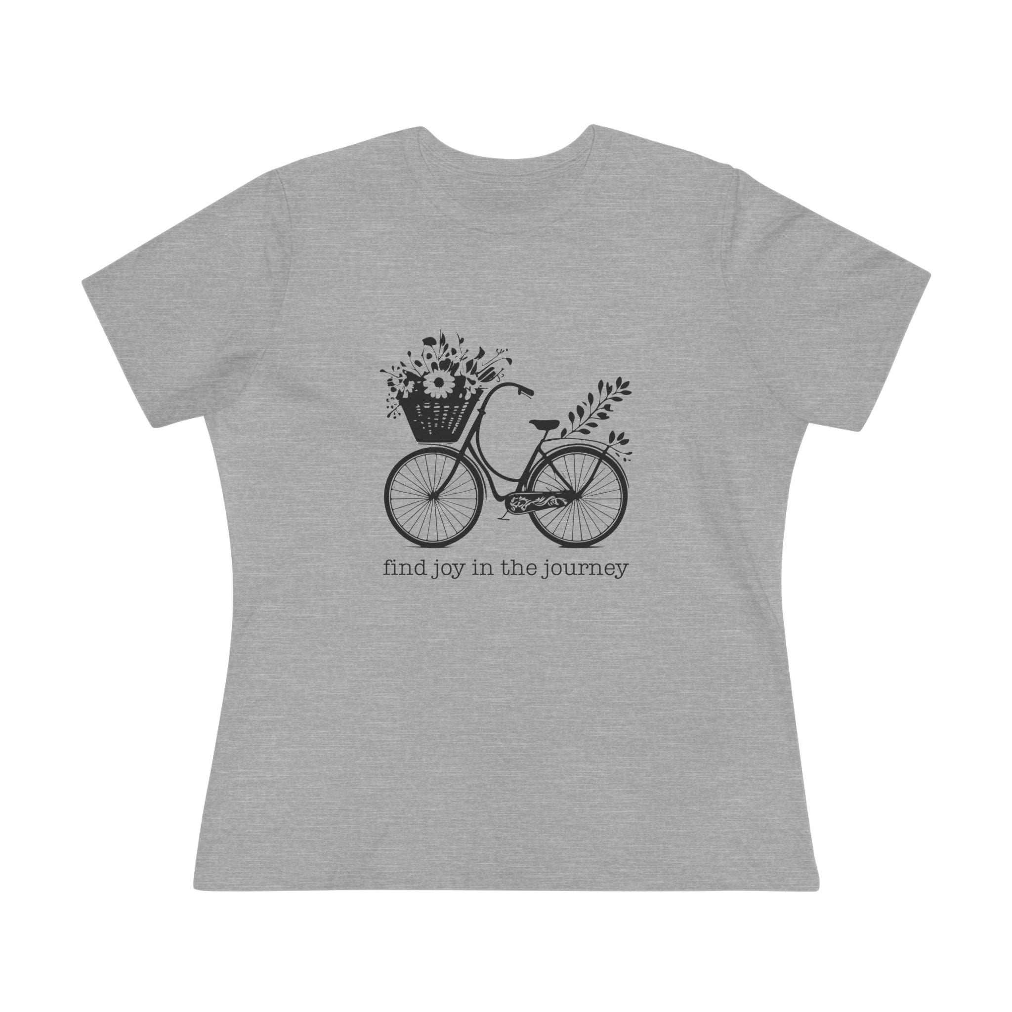 Bicycle and Flowers Joyful Journey Cotton Tee, "Find Joy in the Journey" Casual Tee, Graphic T-Shirt, Gift for Adventurers, Nature Lover Shirt, Inspirational Apparel