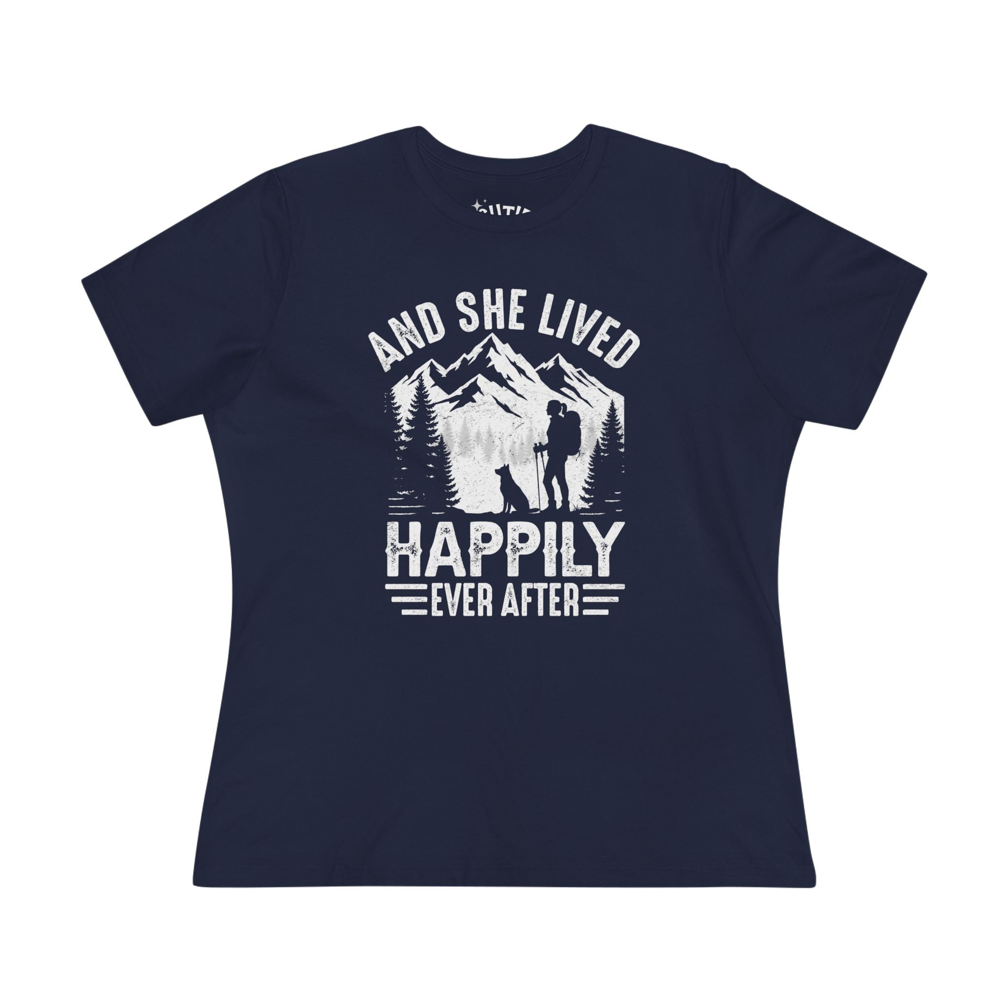 Adventure-Inspired Women's Cotton Tee - Perfect Gift for Hikers, Campers, and Outdoor Lovers, 'And She Lived Happily Ever After', [...]