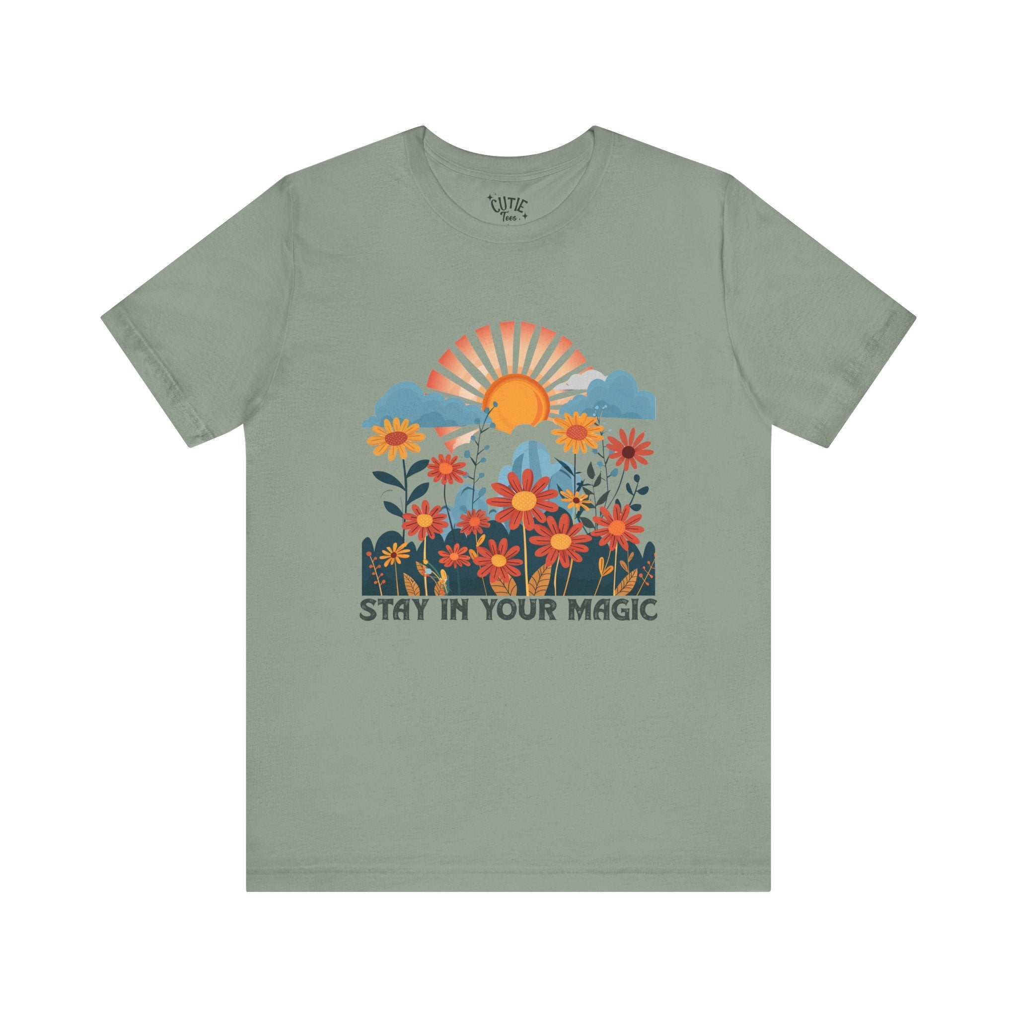 Stay in Your Magic Boho Floral Cotton Tee, Women’s Inspirational Tee, Boho Vibe T-Shirt, Gift for Nature Lovers