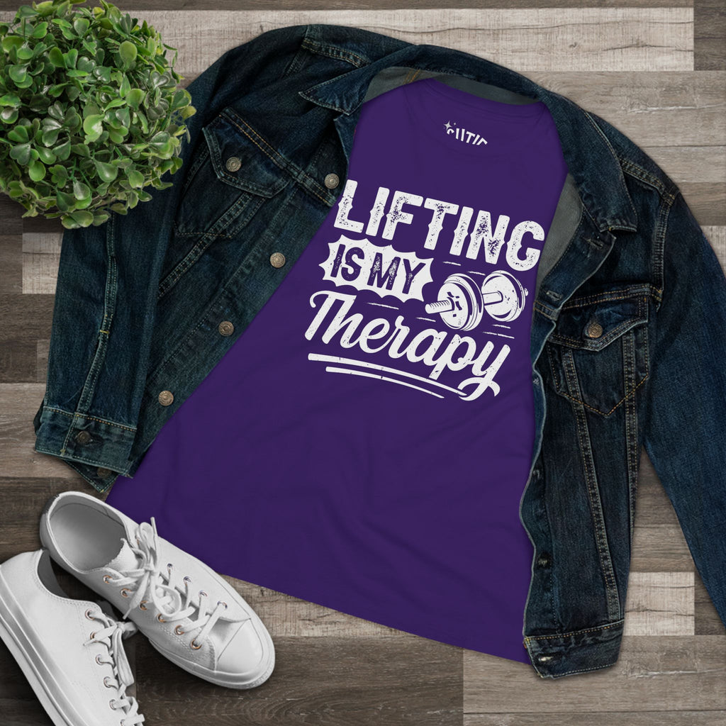 Lifting is My Therapy Women's Tee, Workout Shirt, Gym Tee, Gift for Athletes, Motivational Tee