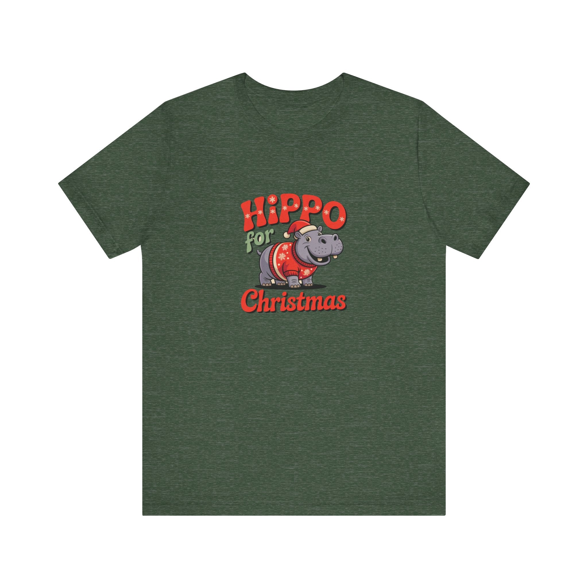 Hippo Christmas Tee, Funny Holiday T-Shirt, Cute Family Christmas Gift, Unisex Short Sleeve Shirt, Hippo for Christmas Design