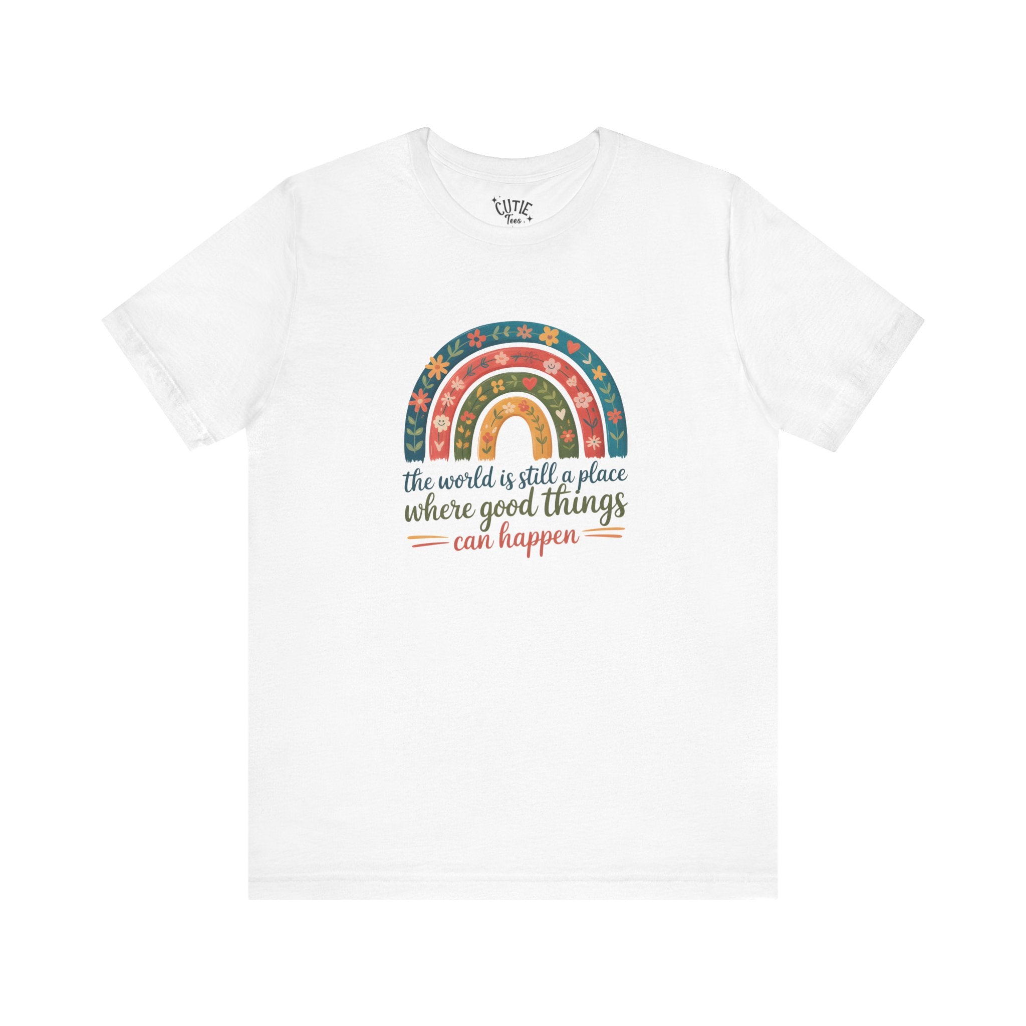 Optimistic Rainbow Tee | Inspirational Shirt for Positivity, Gift for Friends, Summer Casual Wear, Birthday Surprise, Everyday Motivation