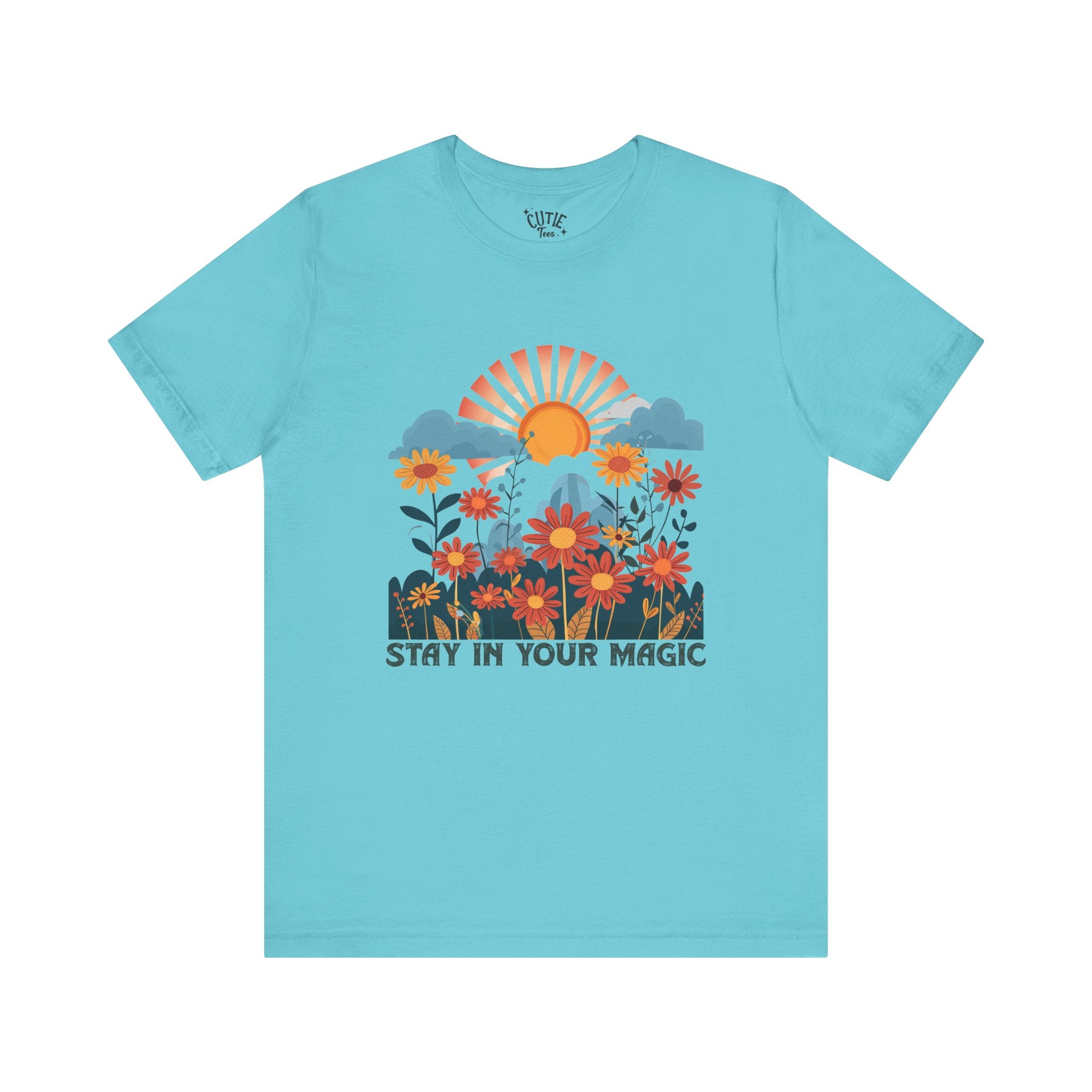 Stay in Your Magic Boho Floral Cotton Tee, Women’s Inspirational Tee, Boho Vibe T-Shirt, Gift for Nature Lovers