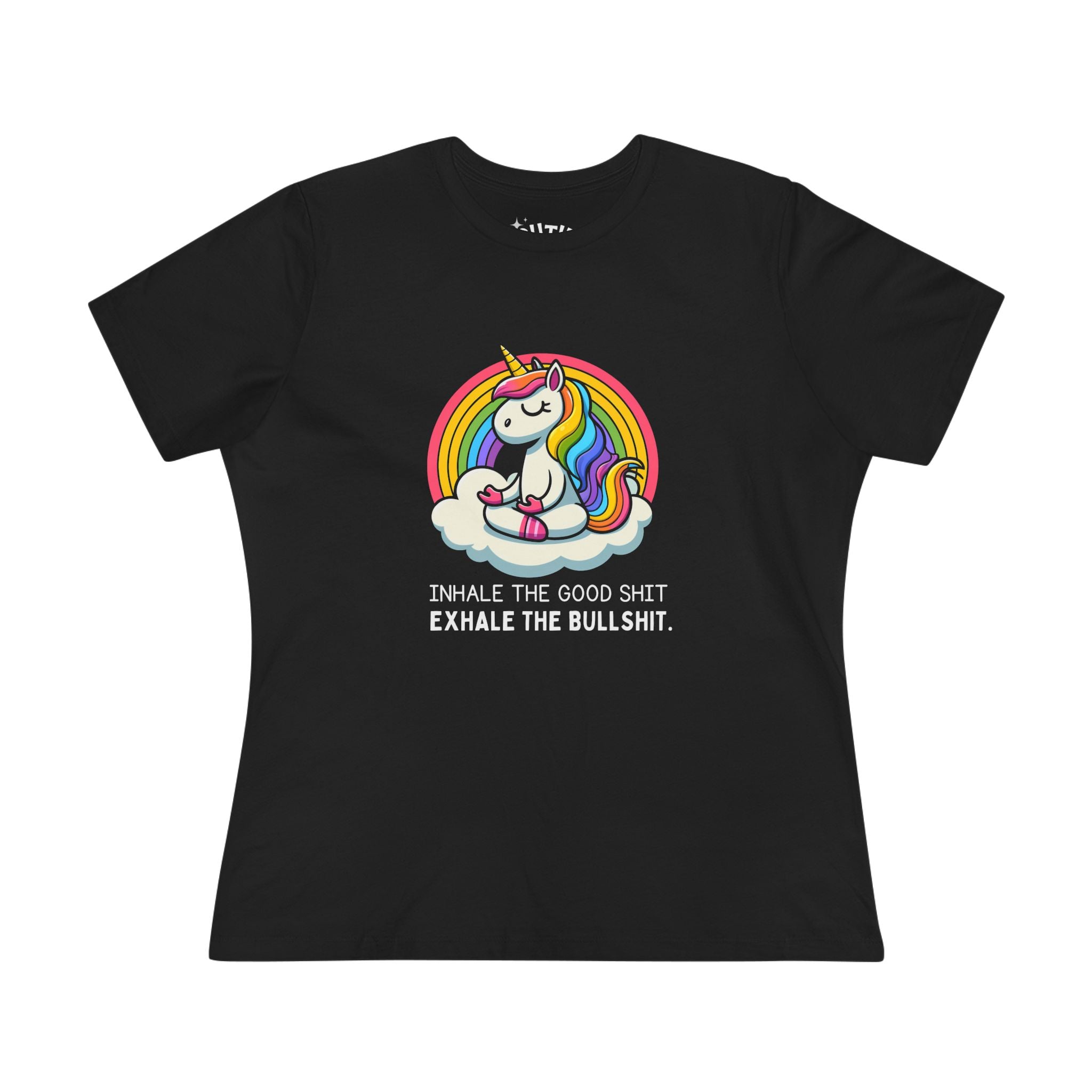Colorful Unicorn Inhale Graphic Tee - Inhale the Good Shit Exhale the Bullshit, Cute T-Shirt, Motivational Cotton Top, Gift for Her, Fun Apparel