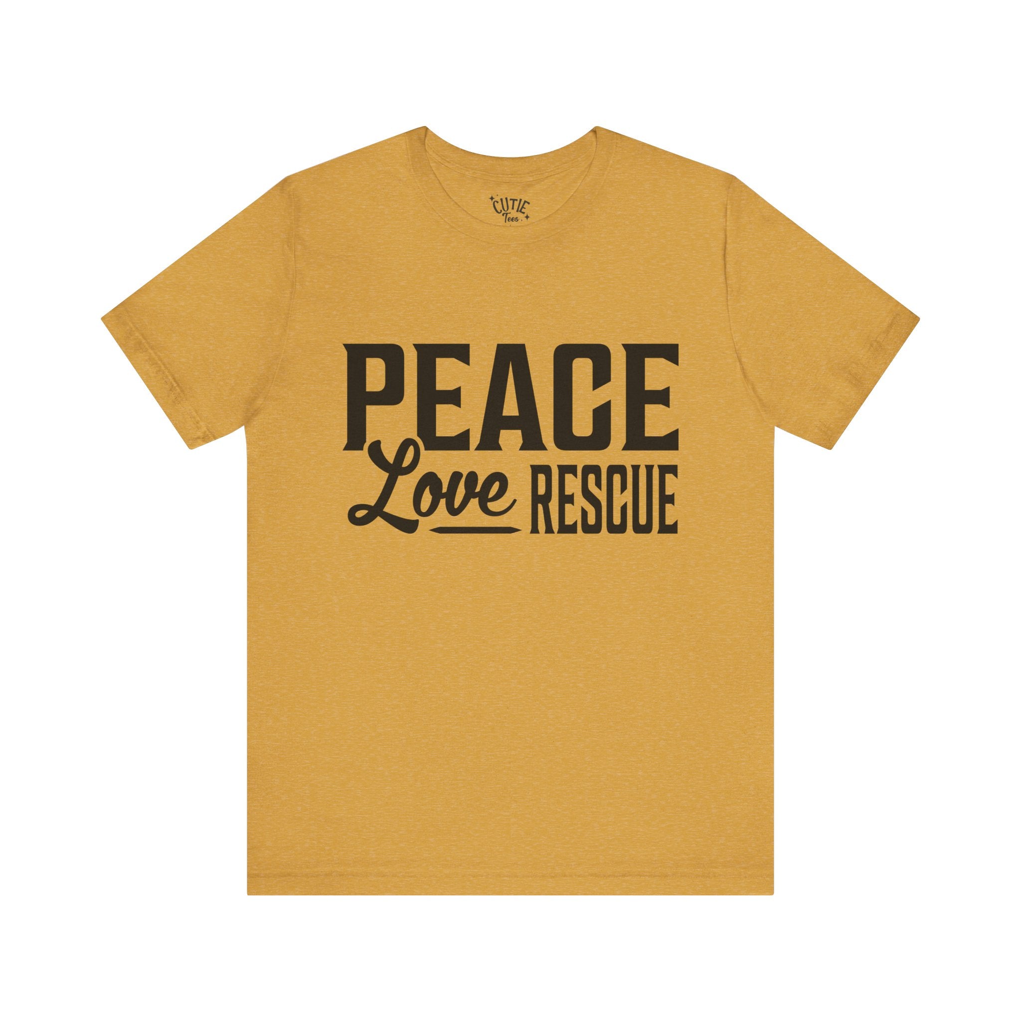 Peace Love Rescue Tee - Unisex Short Sleeve Shirt for Animal Lovers, Gifts for Volunteers, Casual Wear, Earth Day, Fundraisers