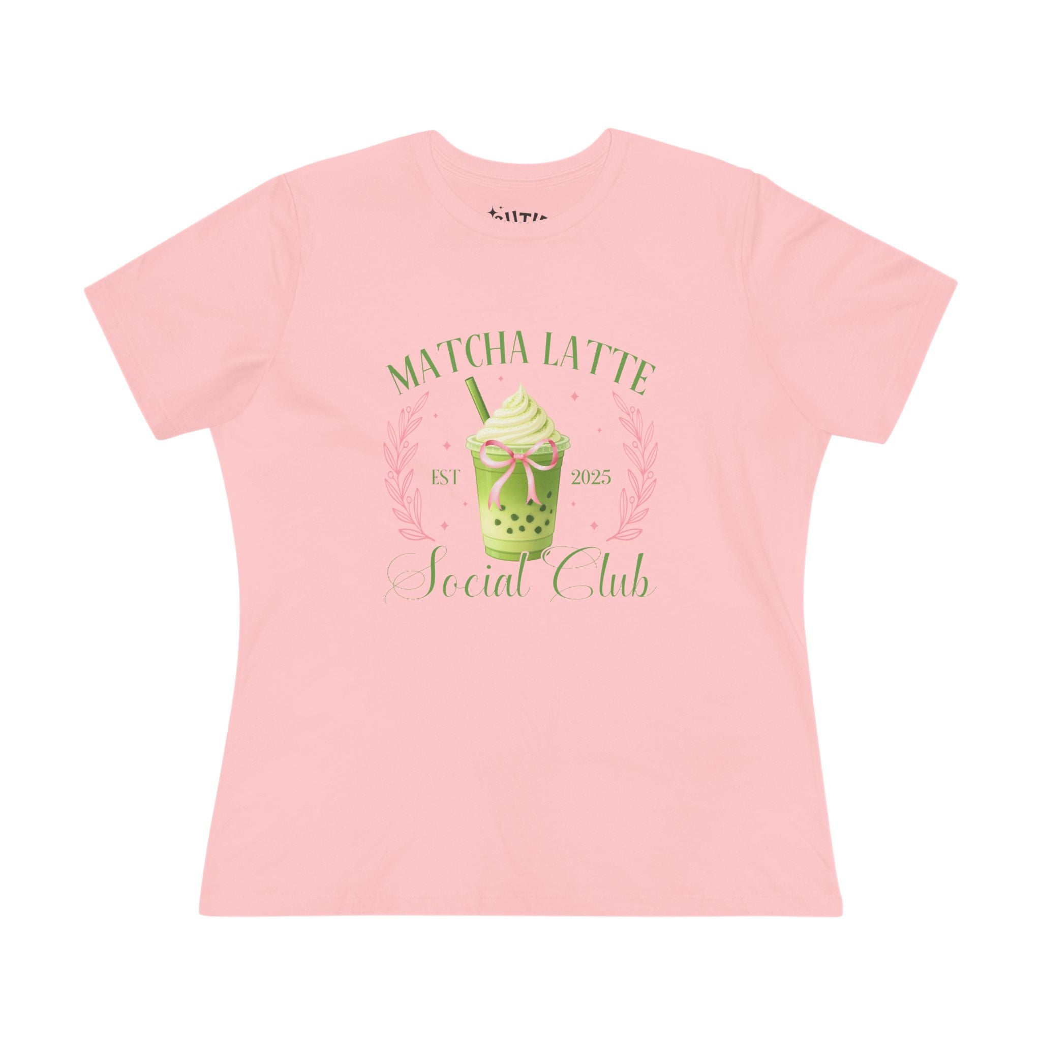 Matcha Latte Social Club Tee | Women's Cotton T-Shirt for Coffee Lovers, Summer Outfits, Casual Wear, Gift for Tea Lovers, Cute Graphic Tee