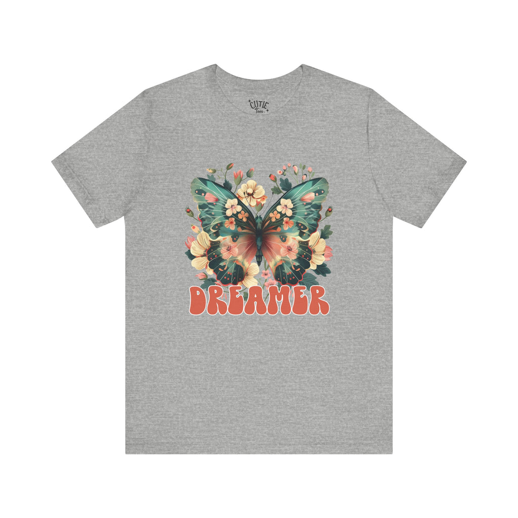 Dreamer Butterfly Unisex Tee, Bohemian Style Shirt, Floral Graphic T-Shirt, Gift for Nature Lovers, Spring Fashion Must-Have