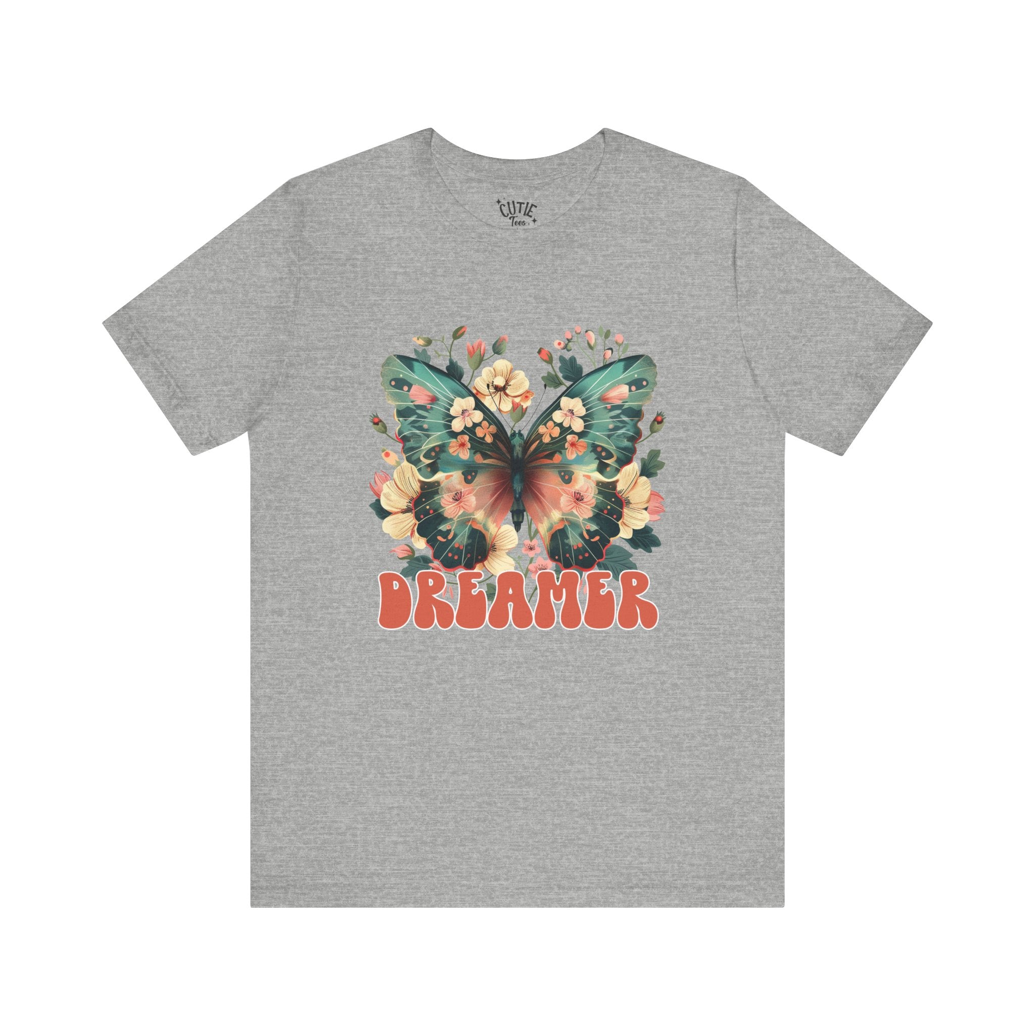 Dreamer Butterfly Unisex Tee, Bohemian Style Shirt, Floral Graphic T-Shirt, Gift for Nature Lovers, Spring Fashion Must-Have