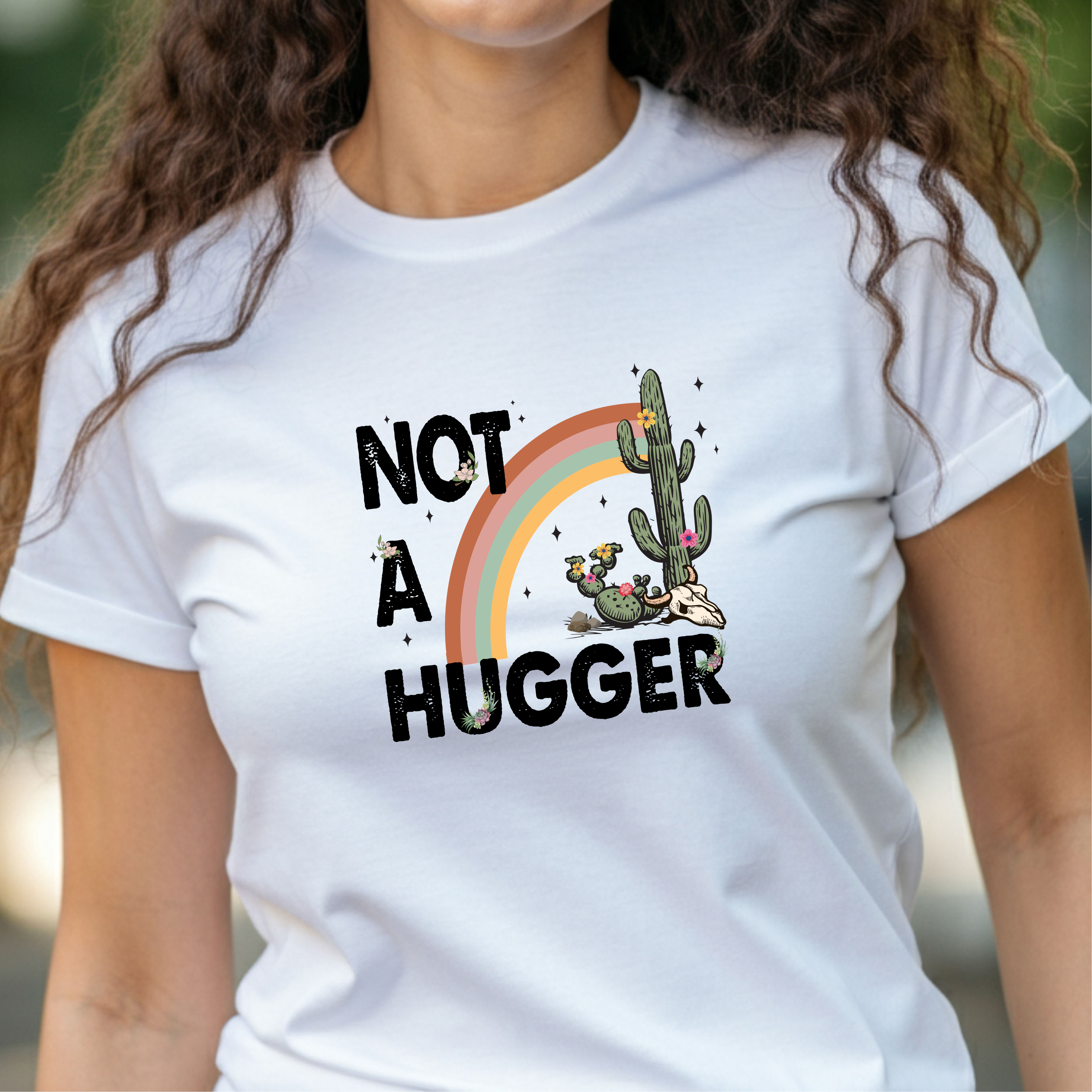 Cactus Humor Tee - "Not a Hugger" Cotton T-Shirt, Funny Gift for Plant Lovers, Casual Wear, Great for Birthdays, Everyday Style