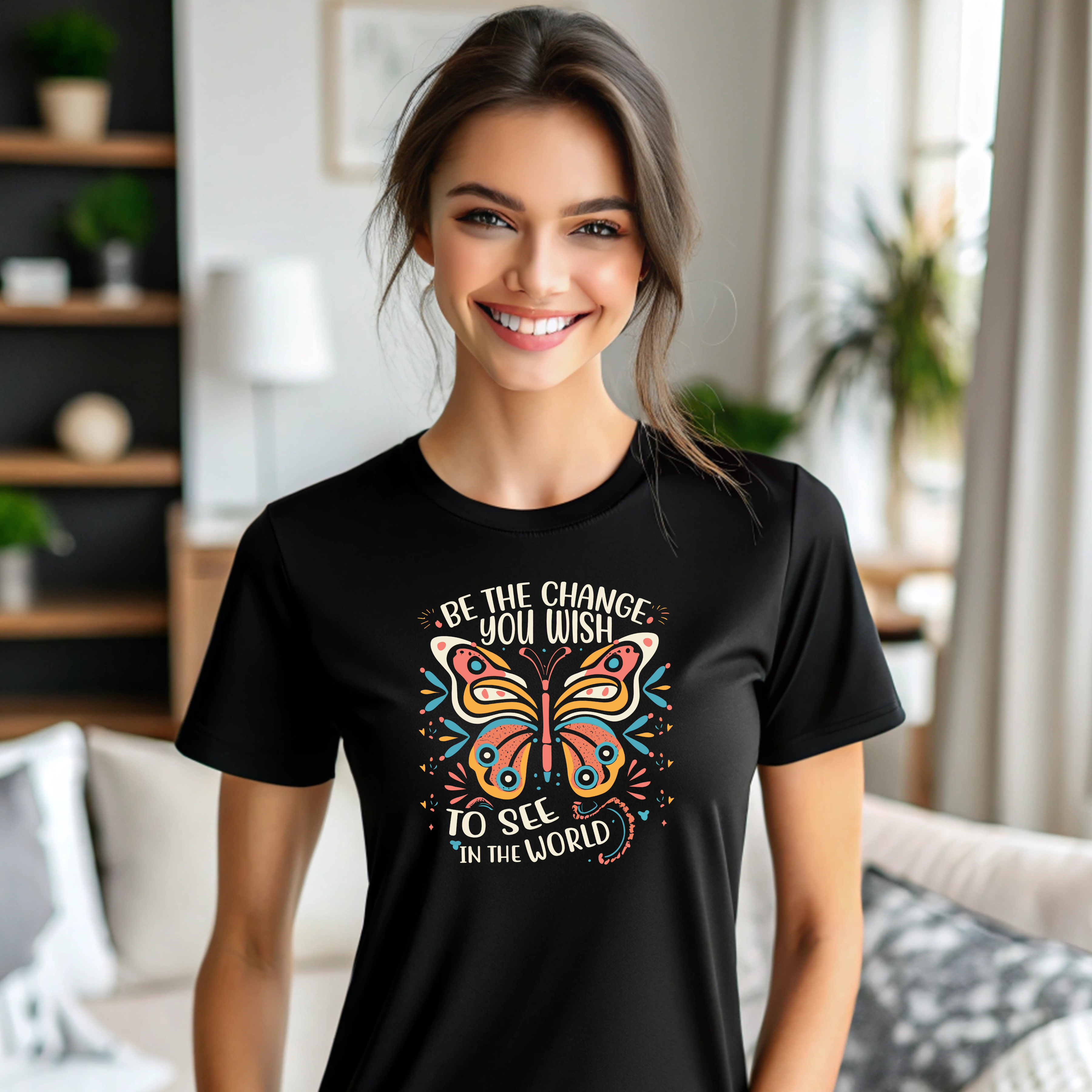 Be the Change Women's Cotton Tee - Inspirational T-Shirt for Social Advocates, Motivational Gift for Women, Casual Wear, Eco-Friendly [...]