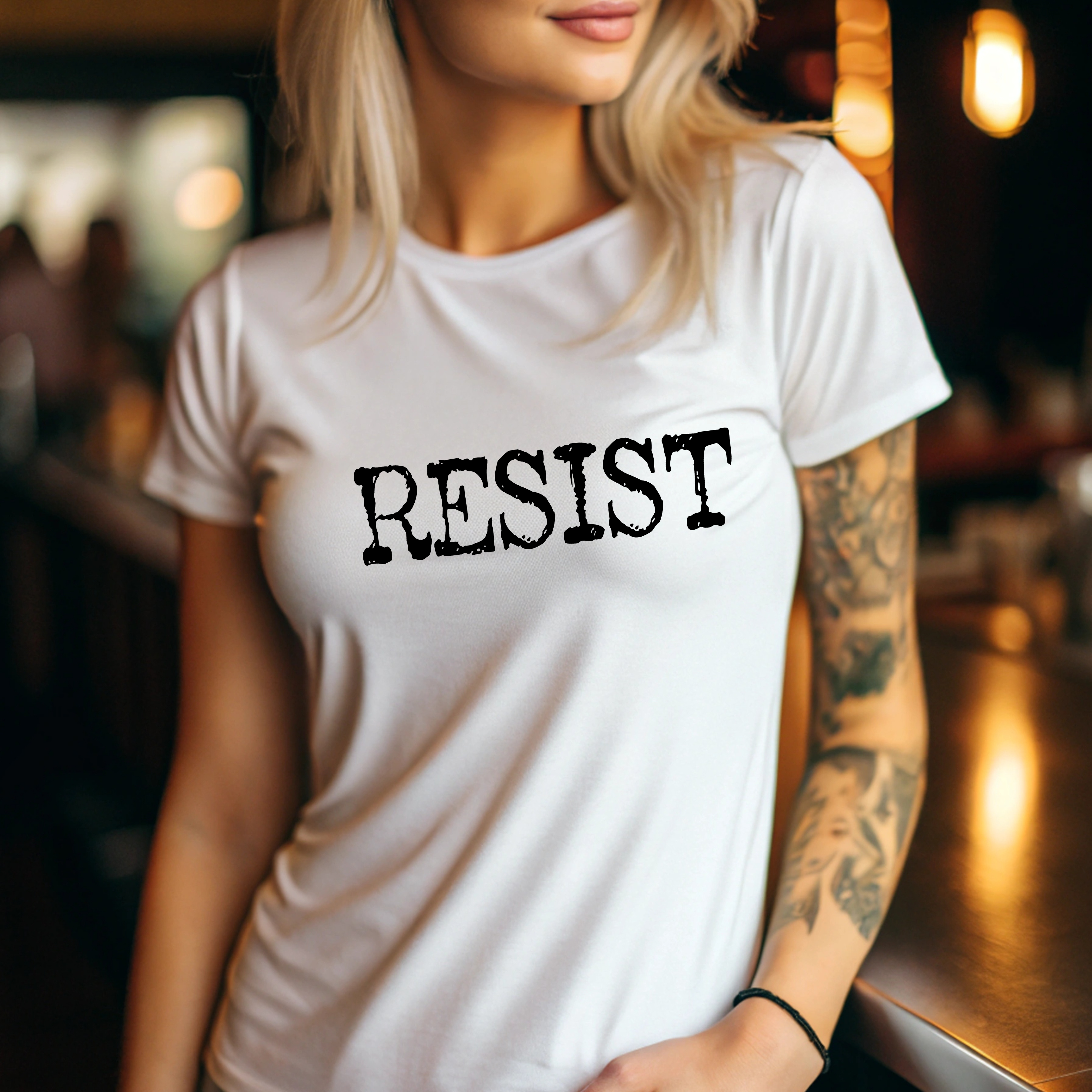 Resist Women's Cotton Tee - Empowering Statement Shirt for Activists, Gift for Social Justice Advocates, Casual Wear, Comfortable Top, [...]