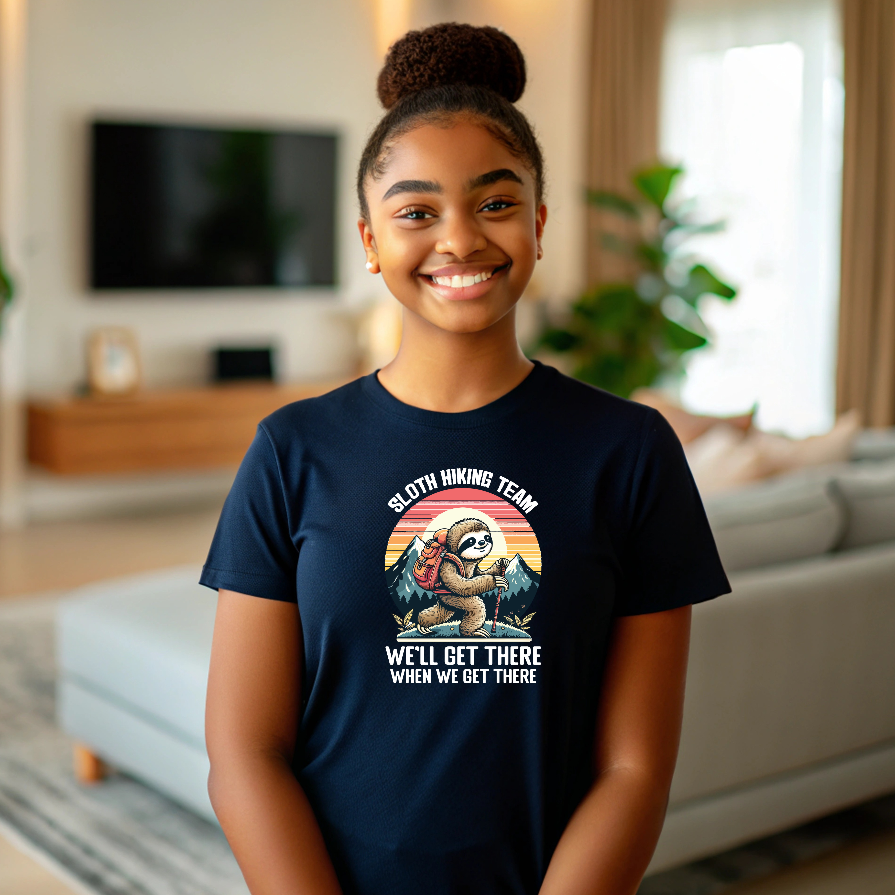 Sloth Hiking Team Women's Cotton Tee | Funny Sloth Shirt, Outdoor T-Shirt, Nature Lover Gift, Hiking Apparel, Gift for Adventurers