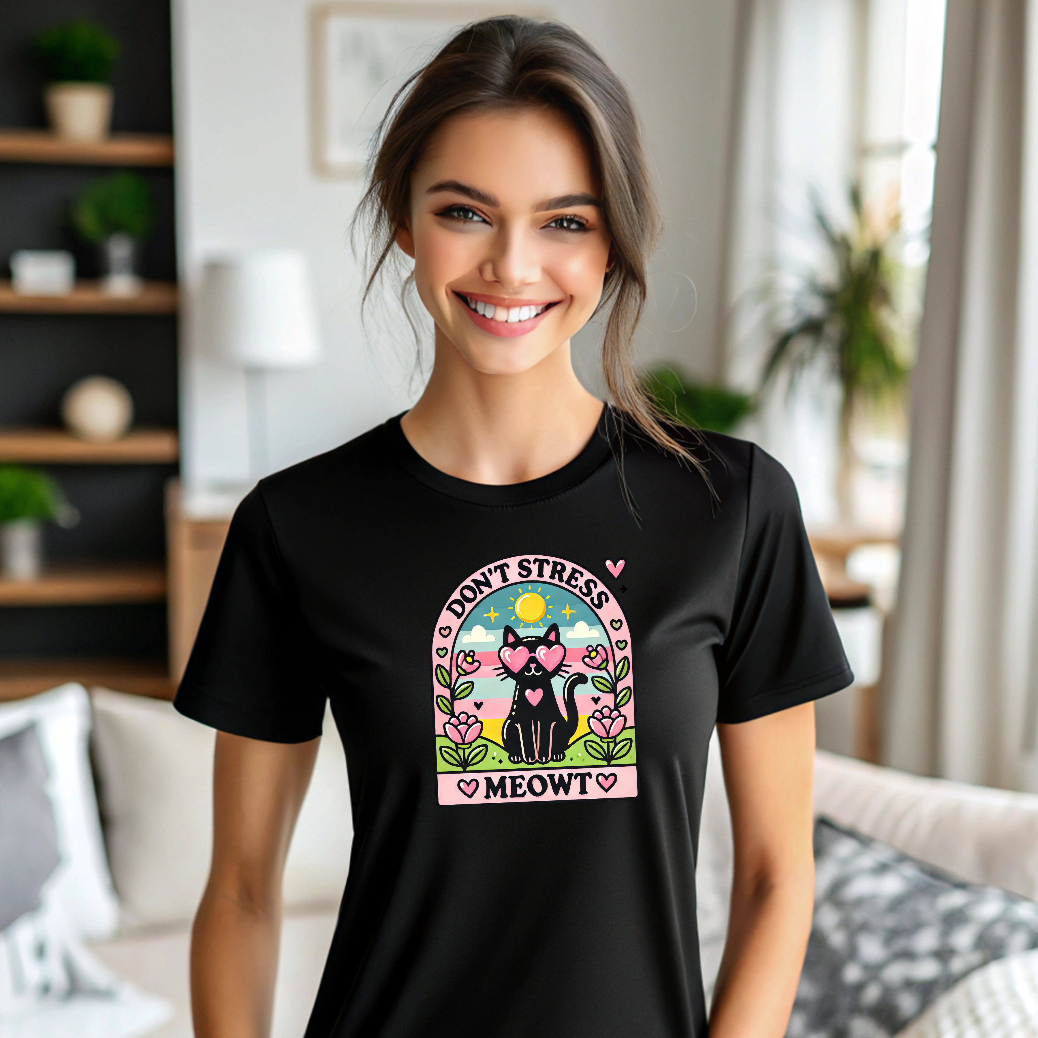 Cat Tee - Don't Stress MEOWT - Women's Cotton