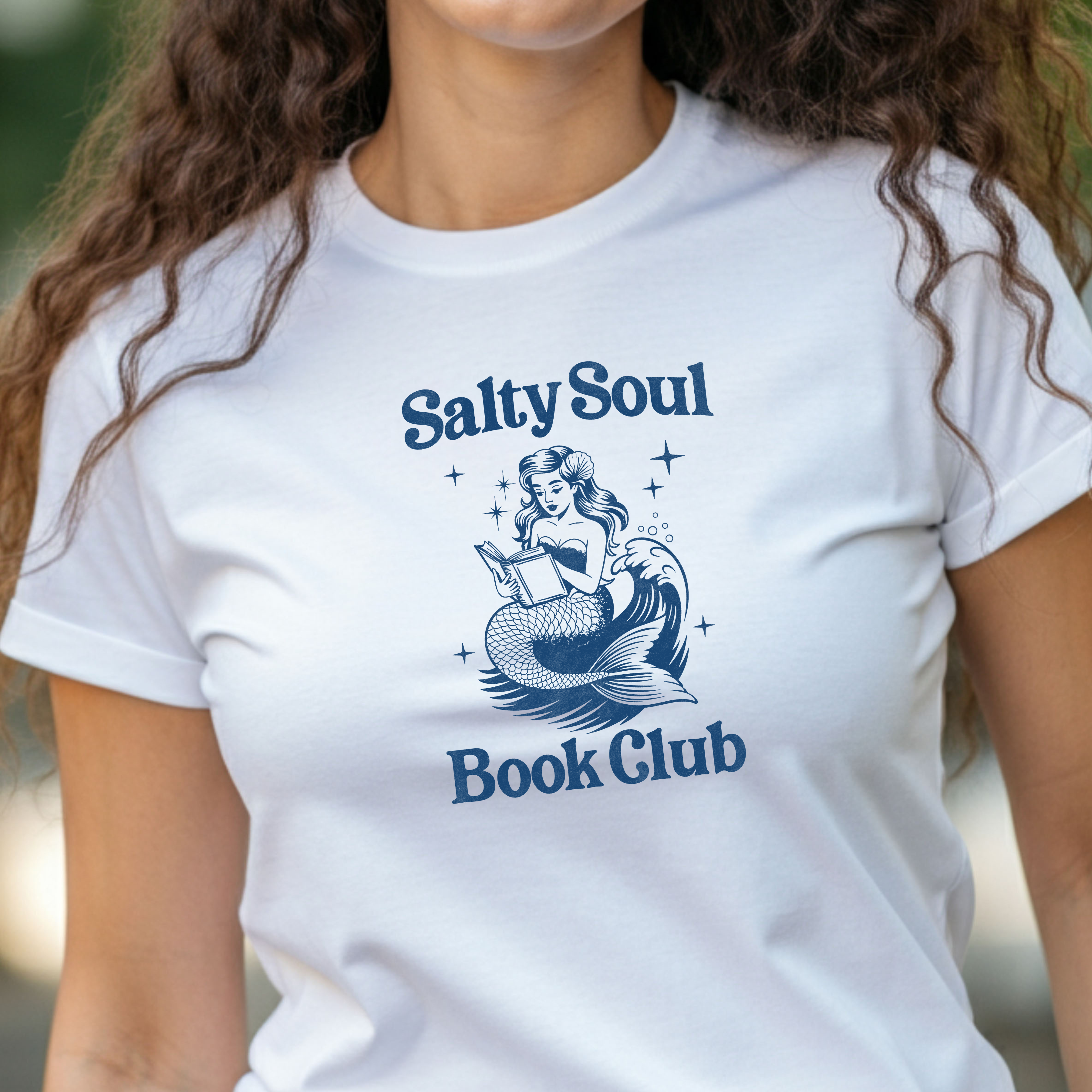 Mermaid Salty Soul Cotton Tee - Book Lovers Gift