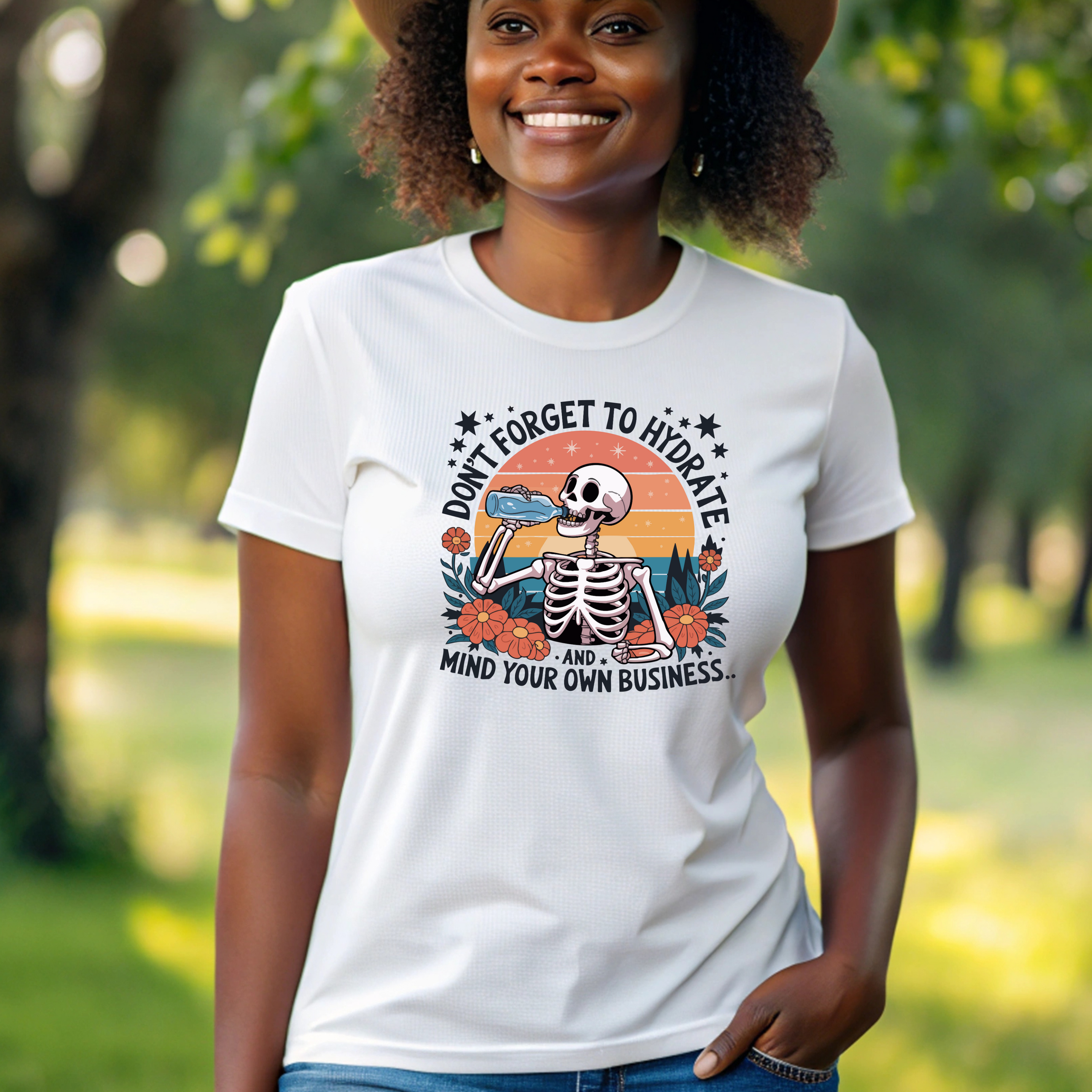 Skeleton Hydration Women's Tee - Funny Graphic Retro Boho Shirt