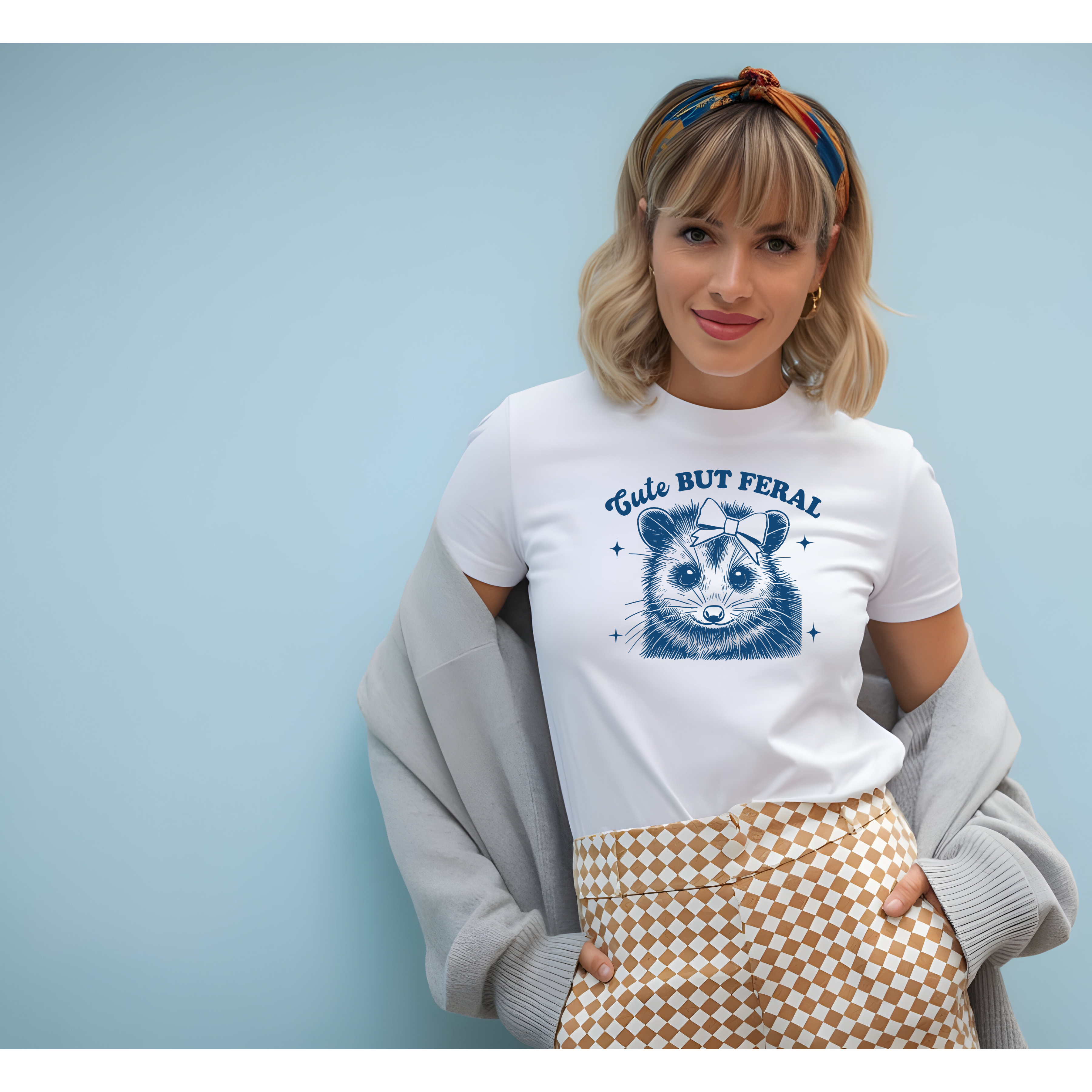 Cute But Feral Tee - Retro Possum