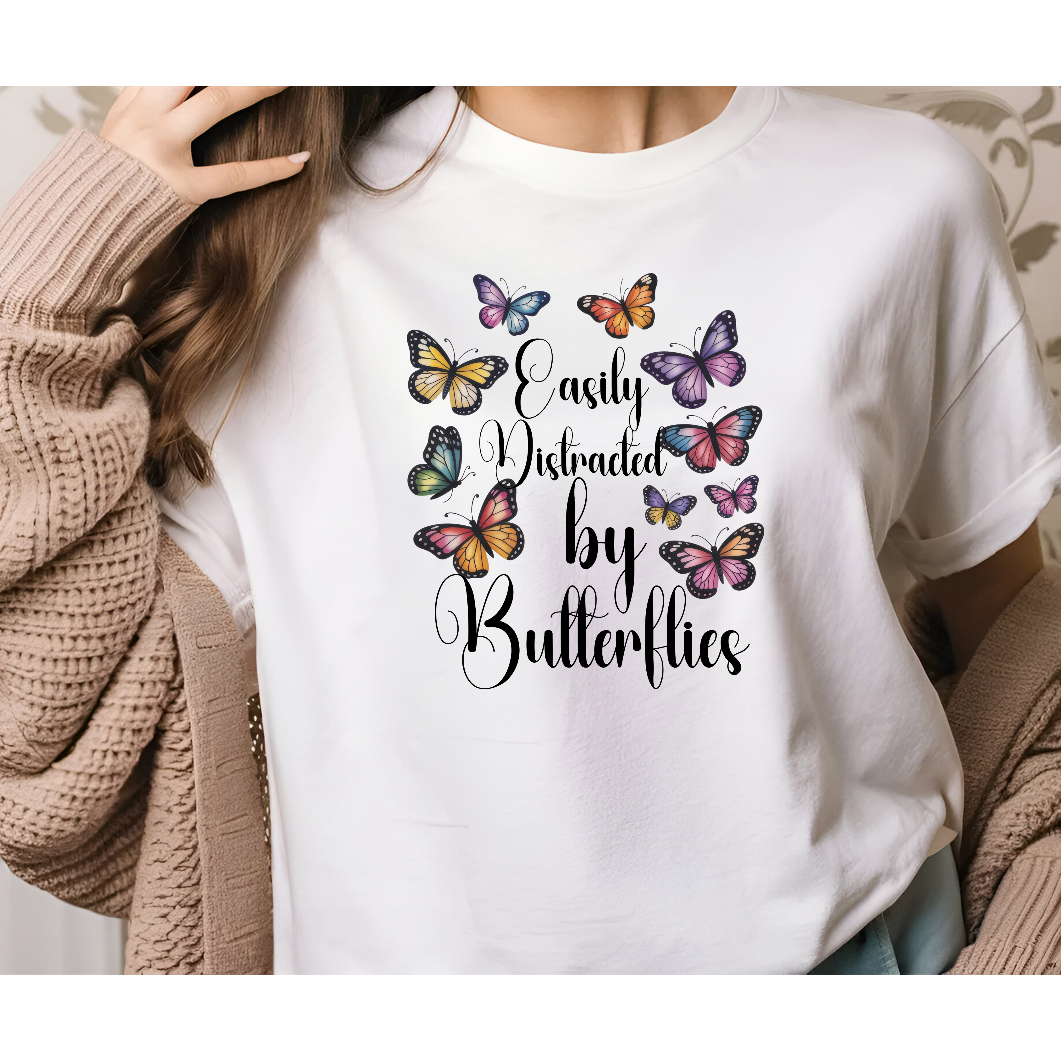 Distracted by Butterflies T-Shirt, Nature Lover Gift, Inspirational Tee, Casual Wear, Spring Fashion, Birthday Present