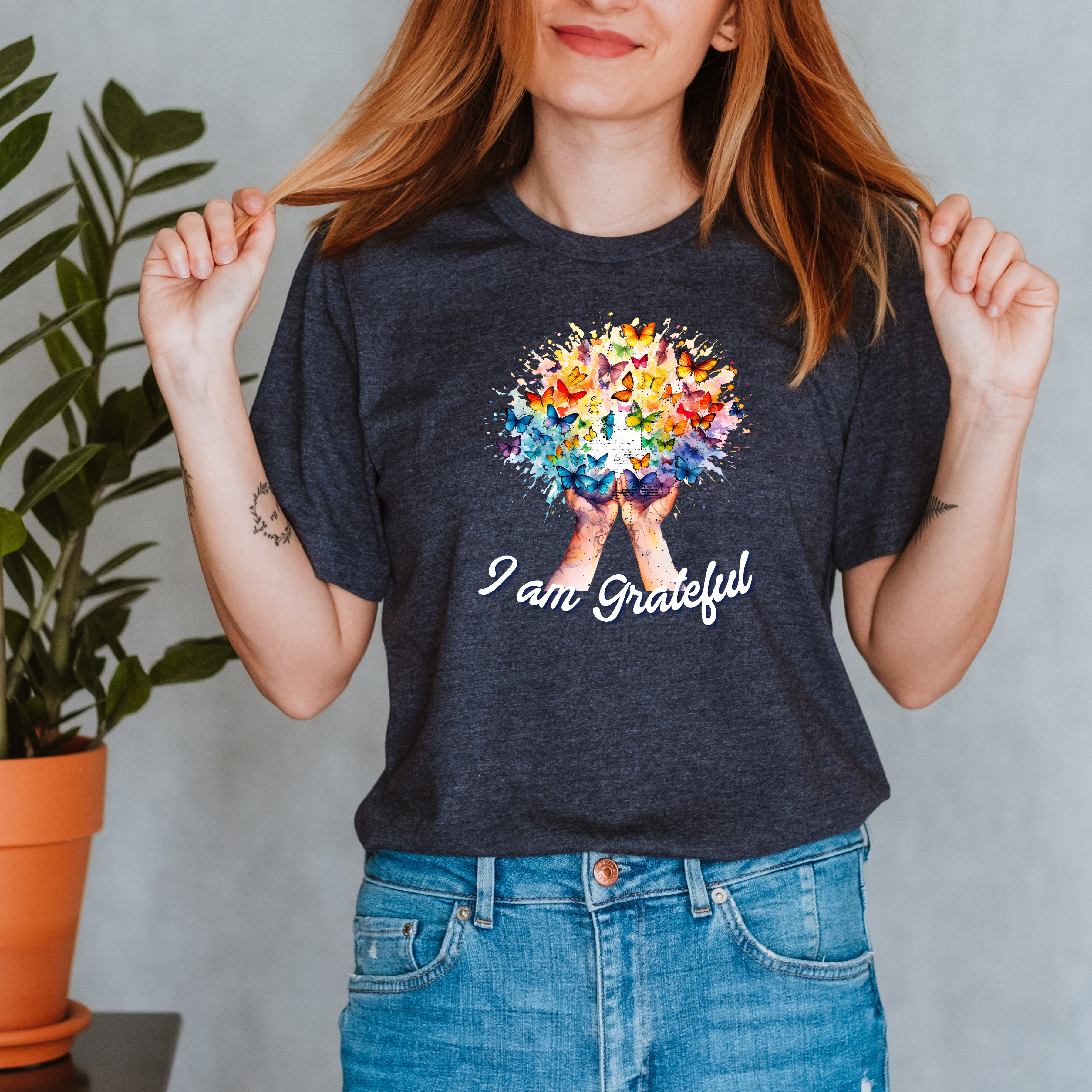 Grateful Butterfly Tee | Unisex Short Sleeve Shirt for Nature Lovers, Inspirational Gift, Comfortable Casual Wear, Eco-Friendly Fashion