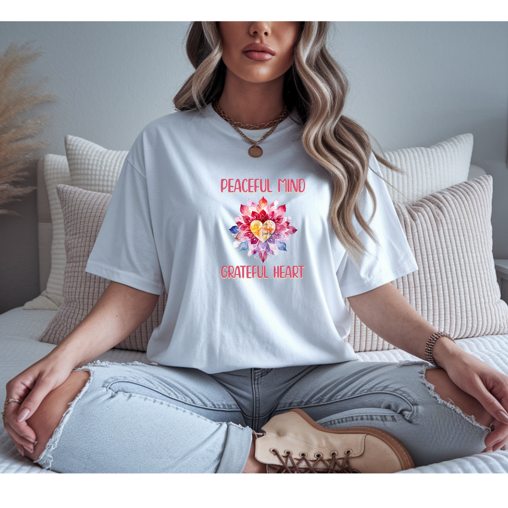 Peaceful Mind Grateful Heart Lotus Tee