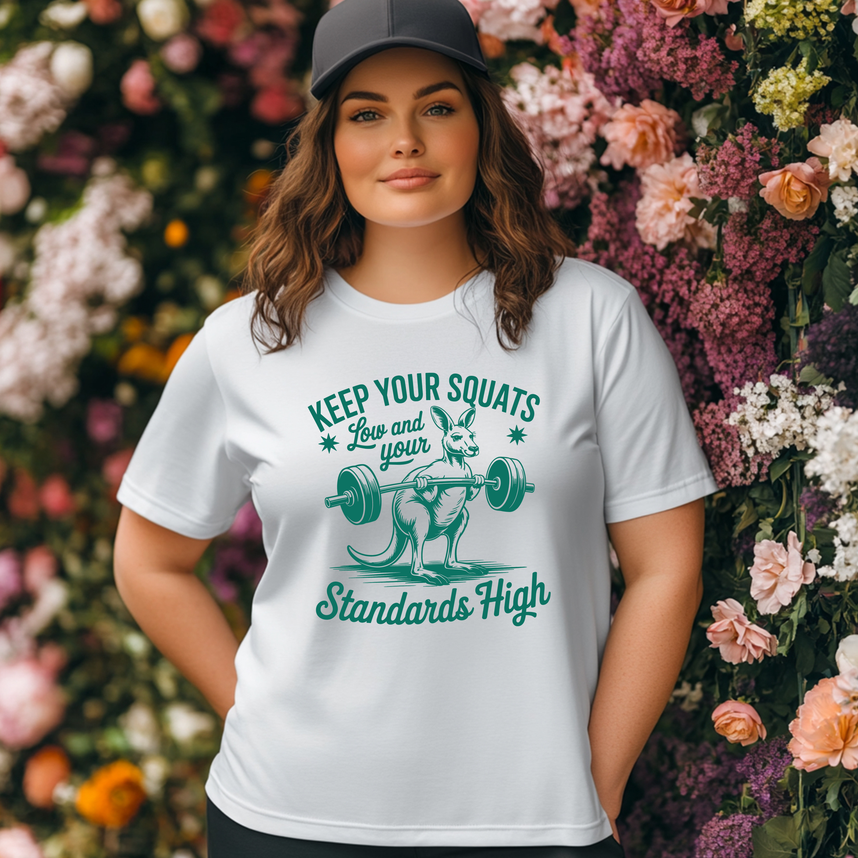 Fitness Tee Kangaroo: Keep Your Squats Low & Standards High, Workout Shirt, Gym Tee, Fitness Gift, Motivational Apparel, Activewear