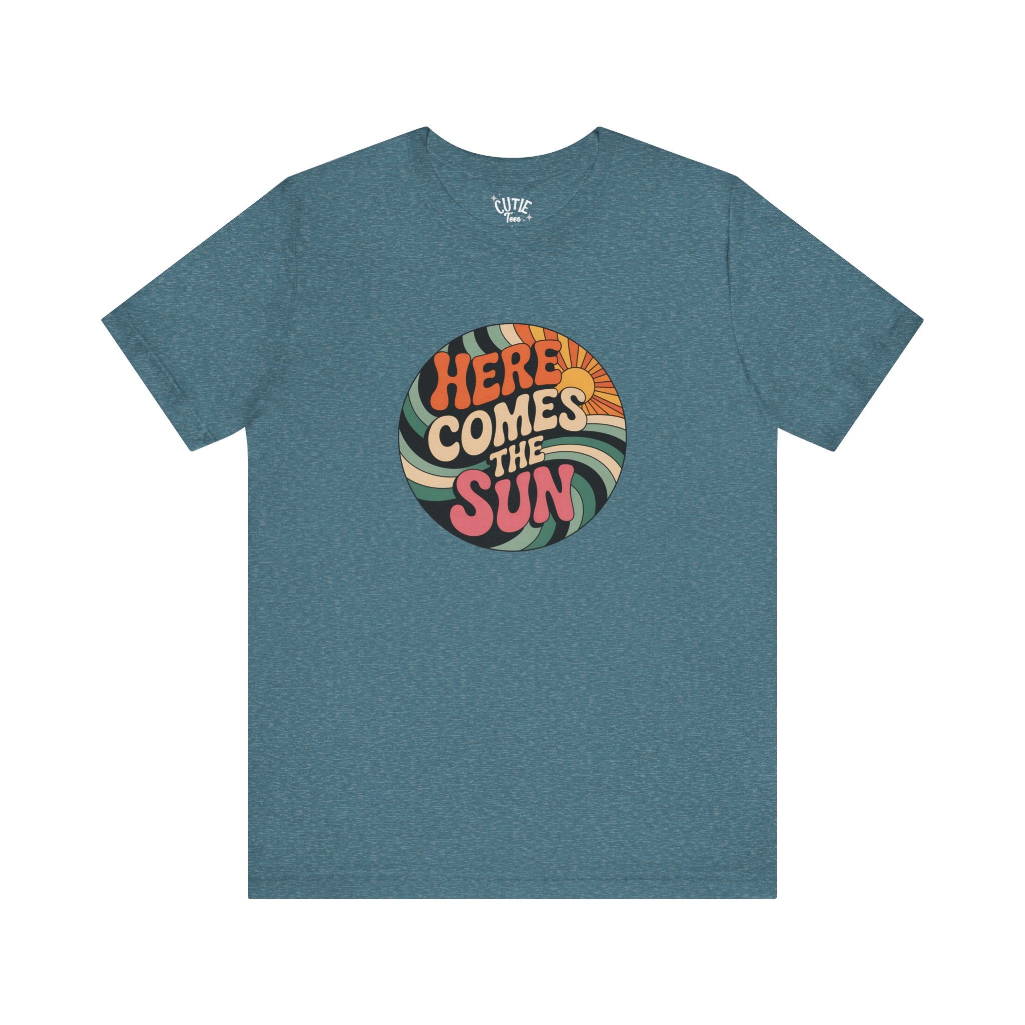 Sun Retro Graphic T-Shirt, Unisex Jersey Tee, Summer Vibes, Gift for Music Lovers, Here Comes the Sun Tee, Festival Wear, Casual Style