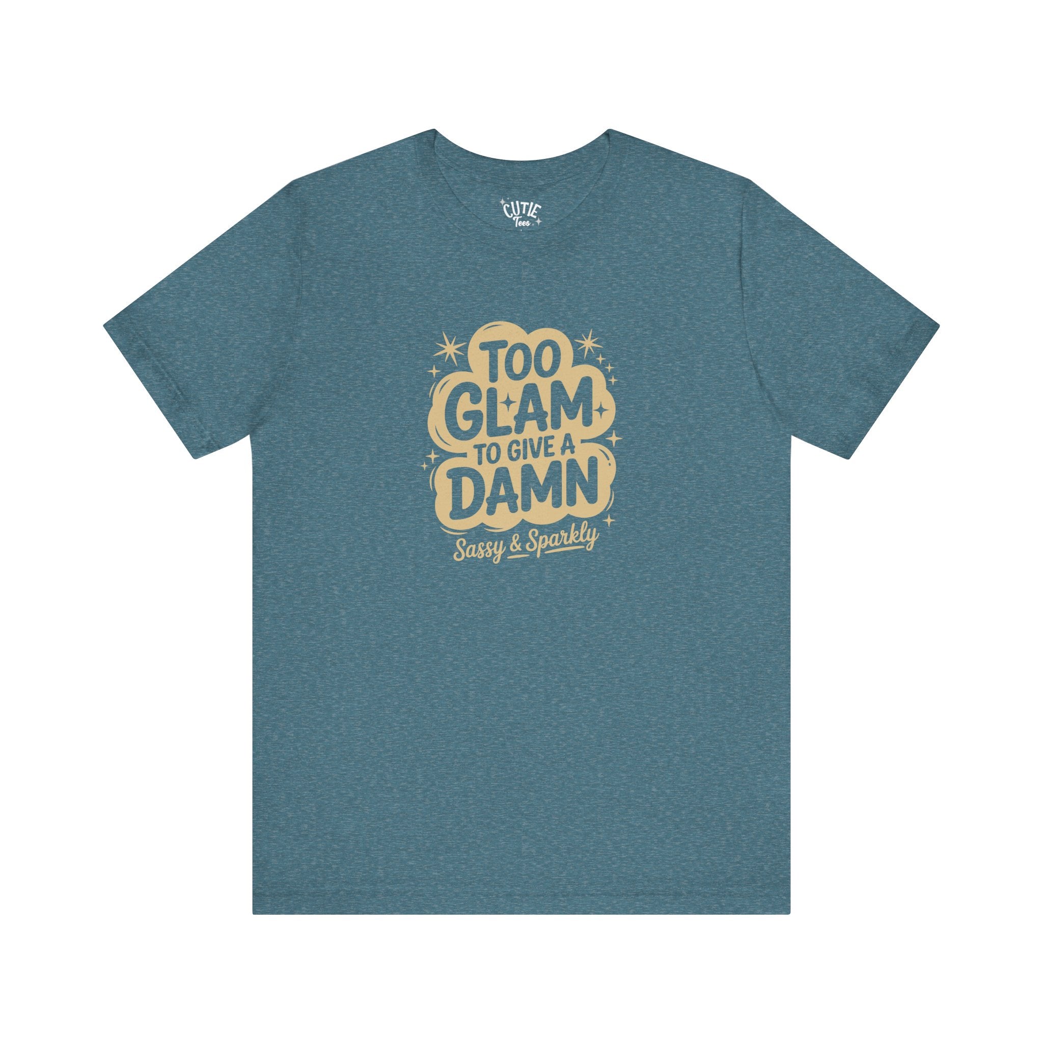 Too Glam Jersey Tee, Sassy Graphic Tee, Casual Wear, Gift for Her, Birthday Gift, Sparkly Statement Top