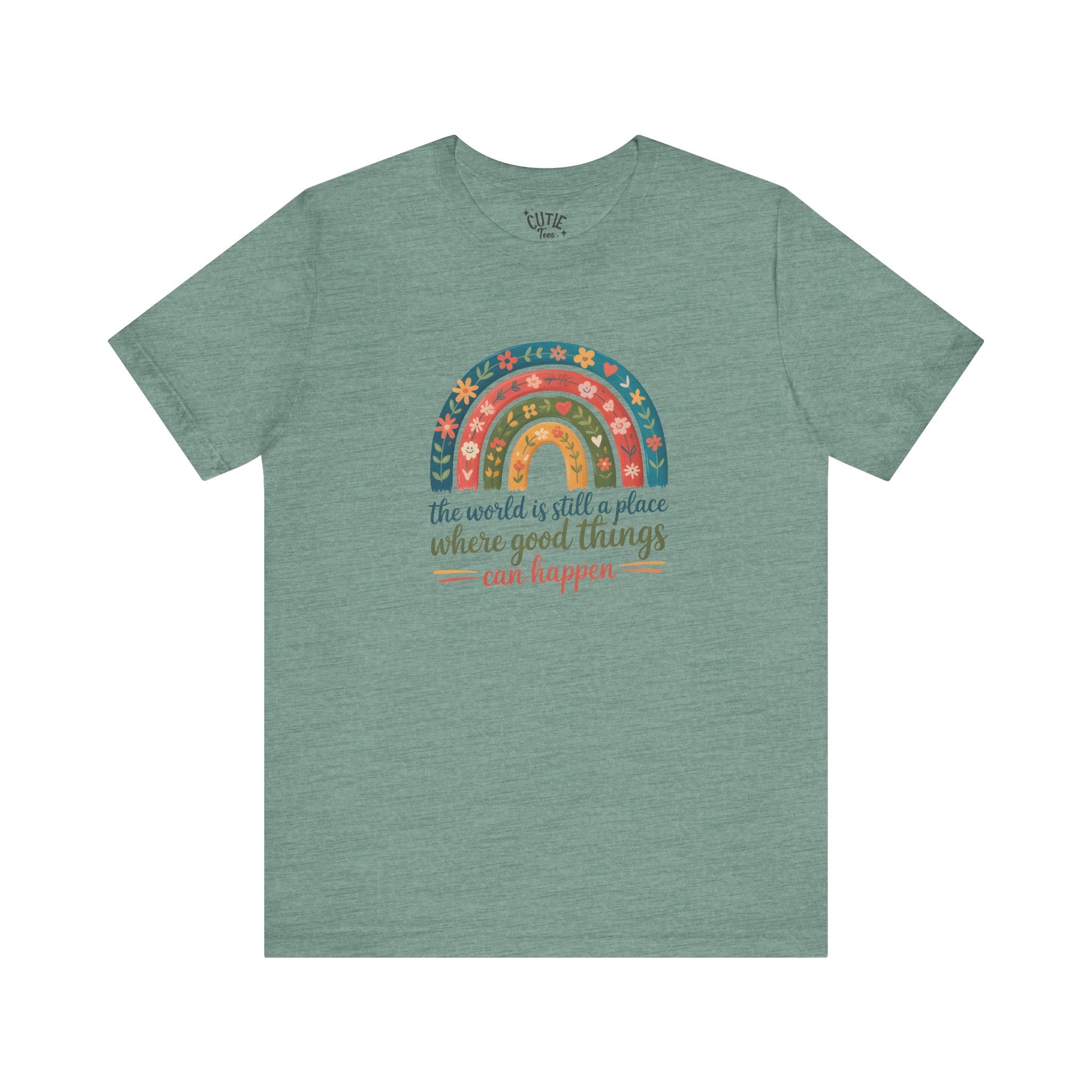 Optimistic Rainbow Tee | Inspirational Shirt for Positivity, Gift for Friends, Summer Casual Wear, Birthday Surprise, Everyday Motivation