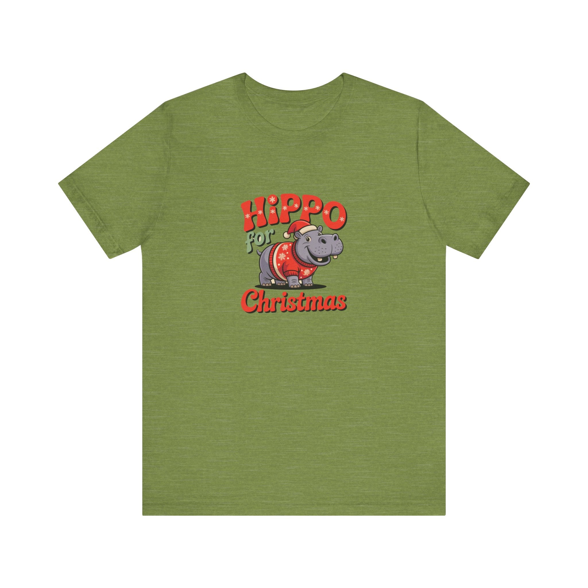 Hippo Christmas Tee, Funny Holiday T-Shirt, Cute Family Christmas Gift, Unisex Short Sleeve Shirt, Hippo for Christmas Design