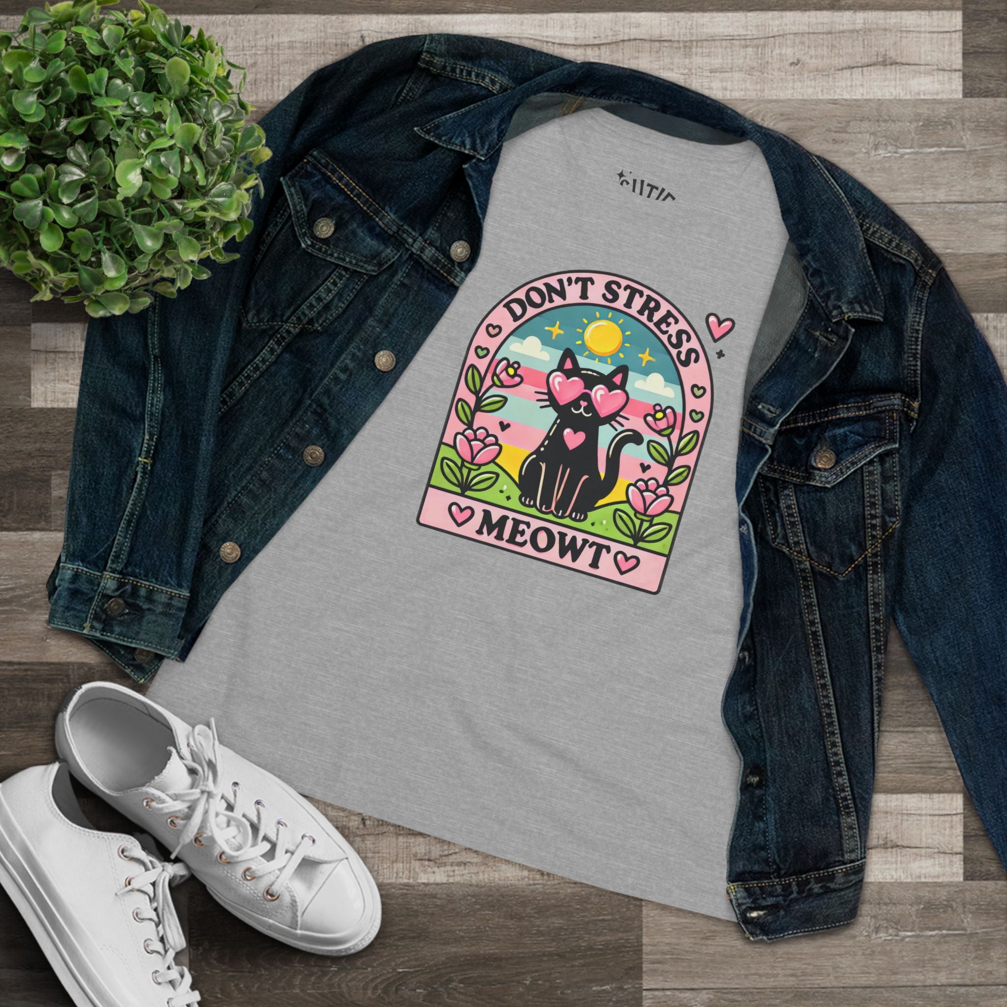 Cat Tee - Don't Stress MEOWT - Women's Cotton