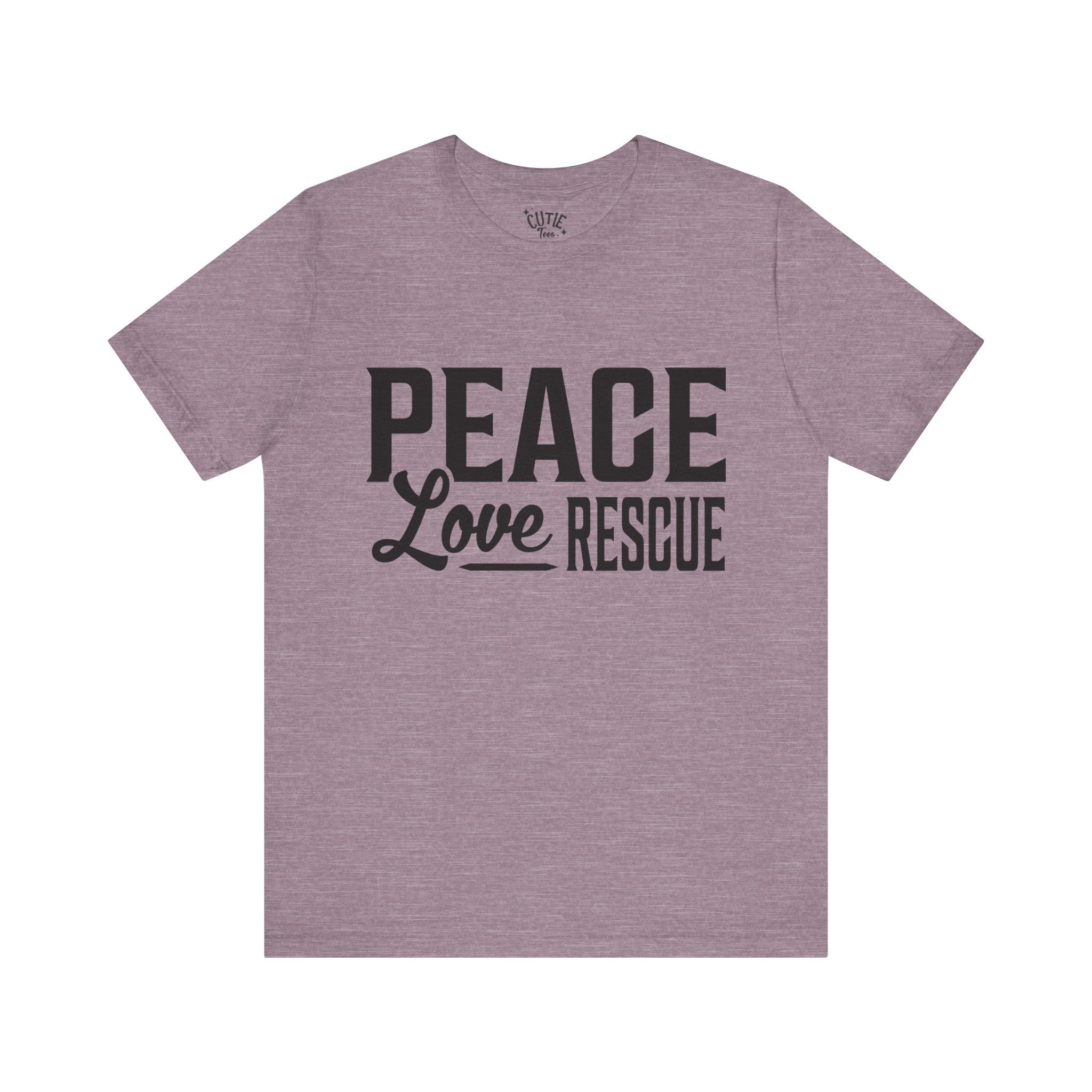 Peace Love Rescue Tee - Unisex Short Sleeve Shirt for Animal Lovers, Gifts for Volunteers, Casual Wear, Earth Day, Fundraisers