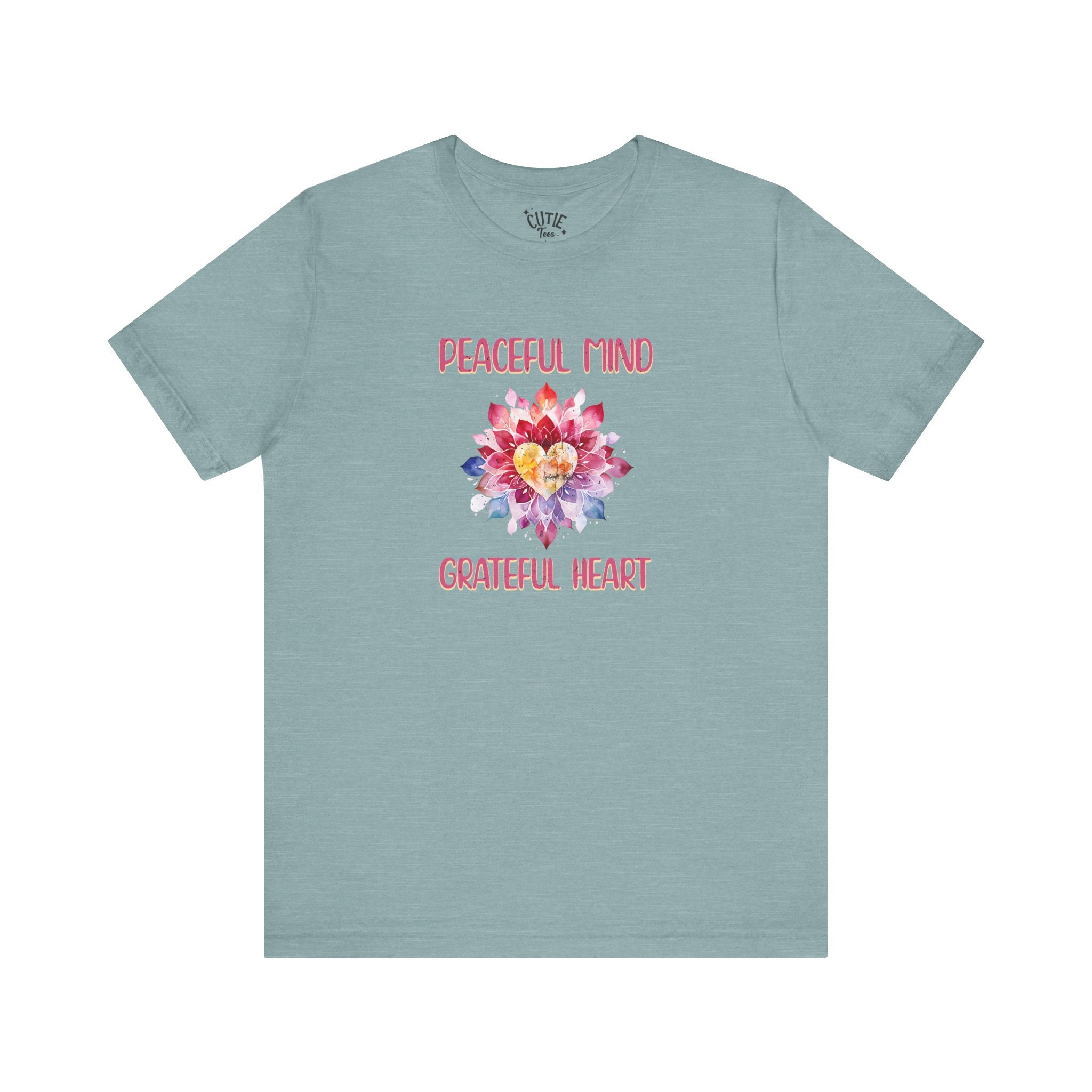 Peaceful Mind Grateful Heart Tee, Inspirational T-Shirt, Relaxed Fit Top, Gift for Mindfulness Lovers, Positive Vibes Shirt